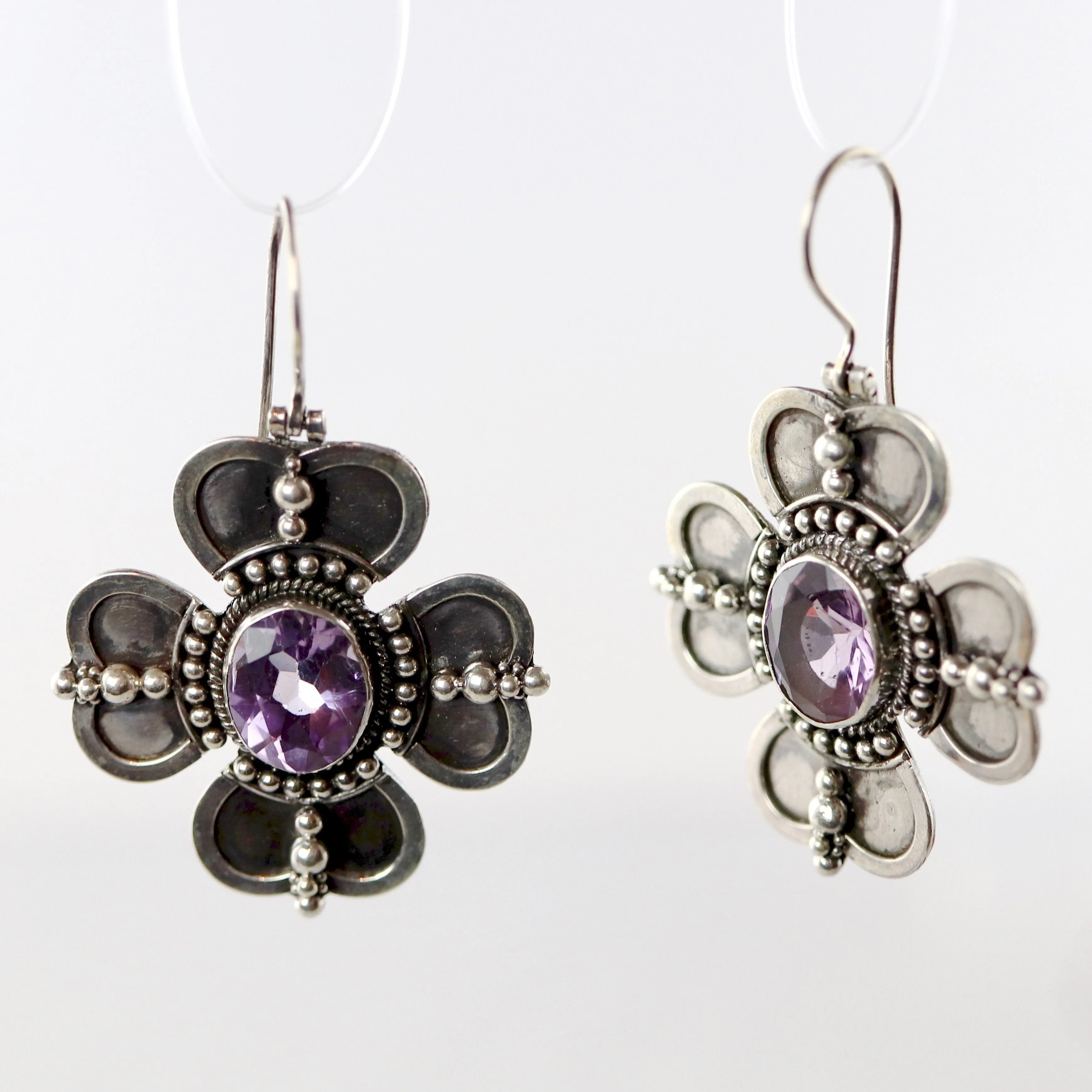 Celtic Clover Amethyst Earrings