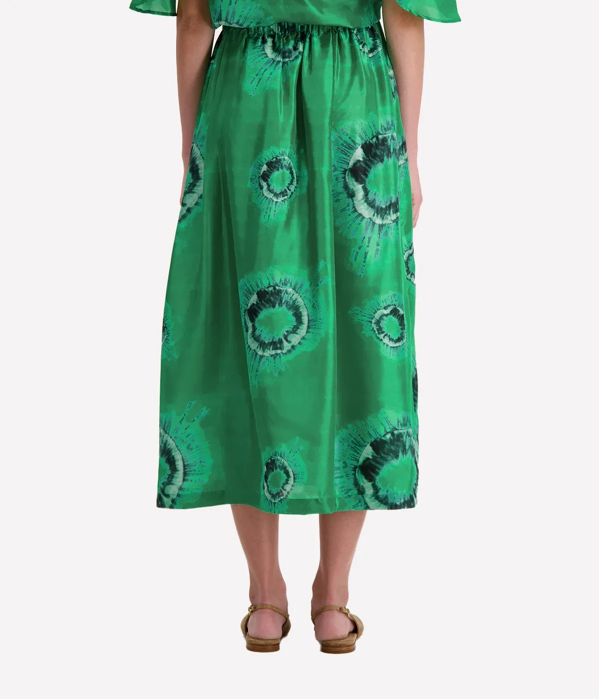 Cisternino Midi Skirt in Mint Pattern