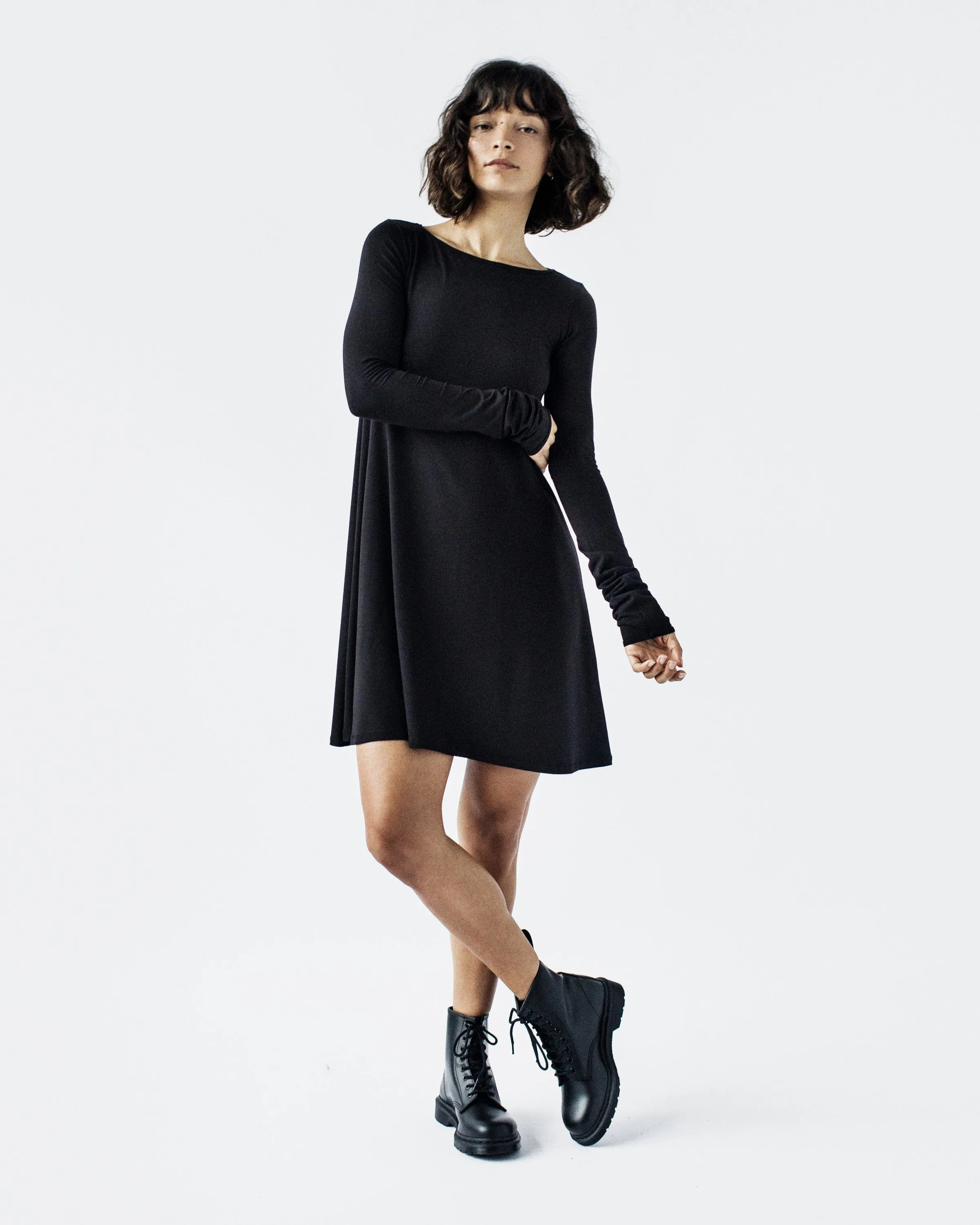 Claudia Long Sleeve Boat Neck Dress