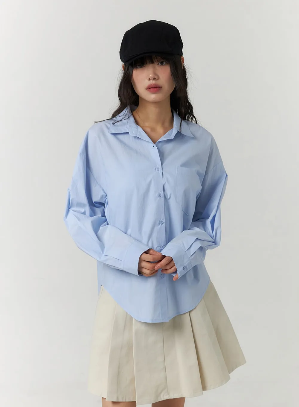 Collared Button-Up Long Sleeve Shirt CF406