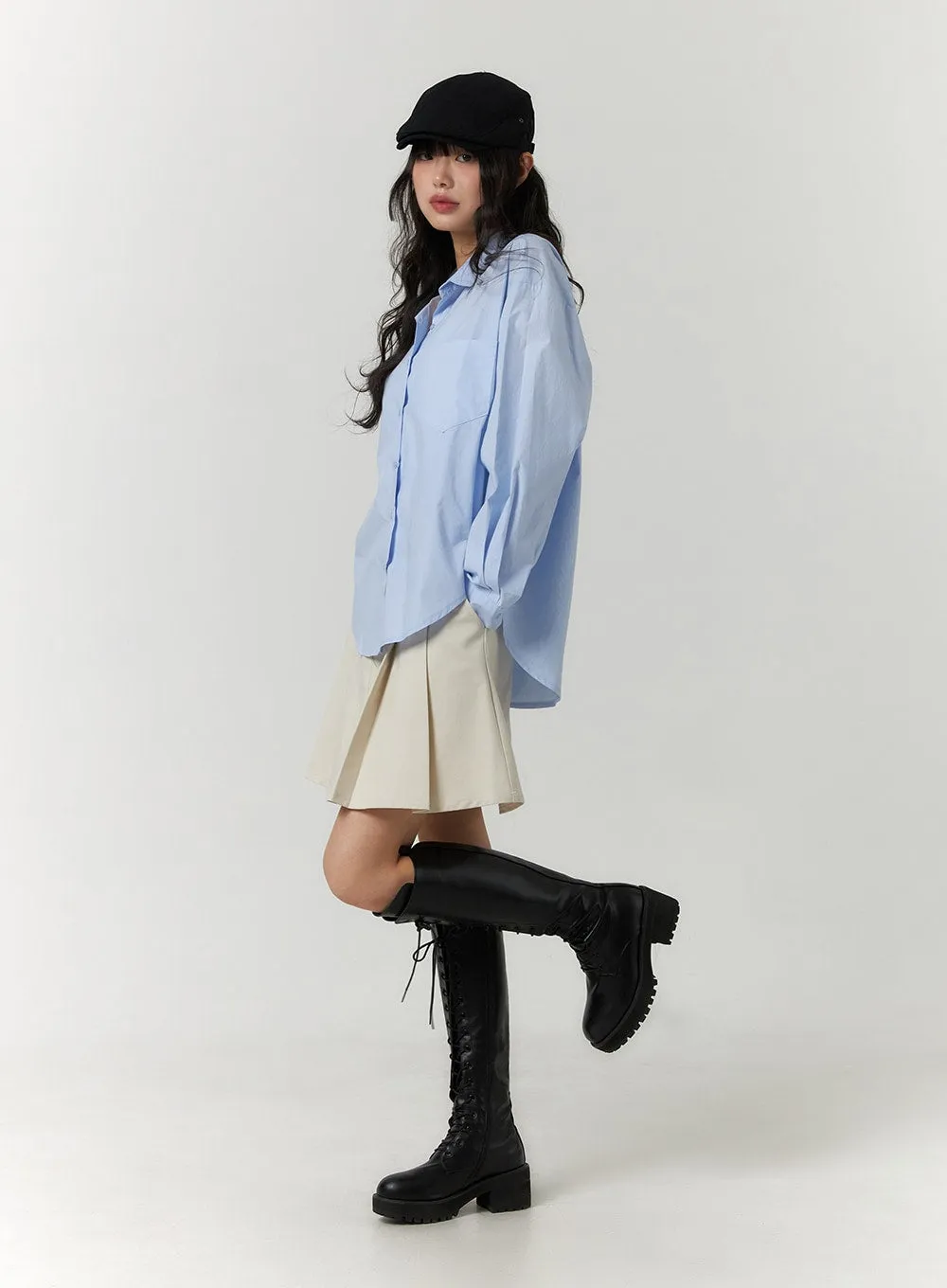 Collared Button-Up Long Sleeve Shirt CF406