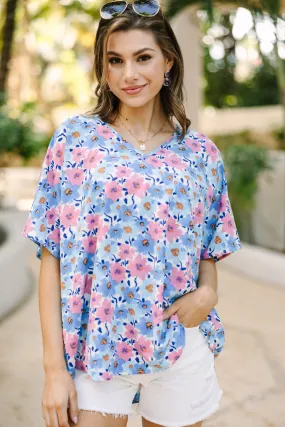 Couldn't Be Better Blue Floral Top