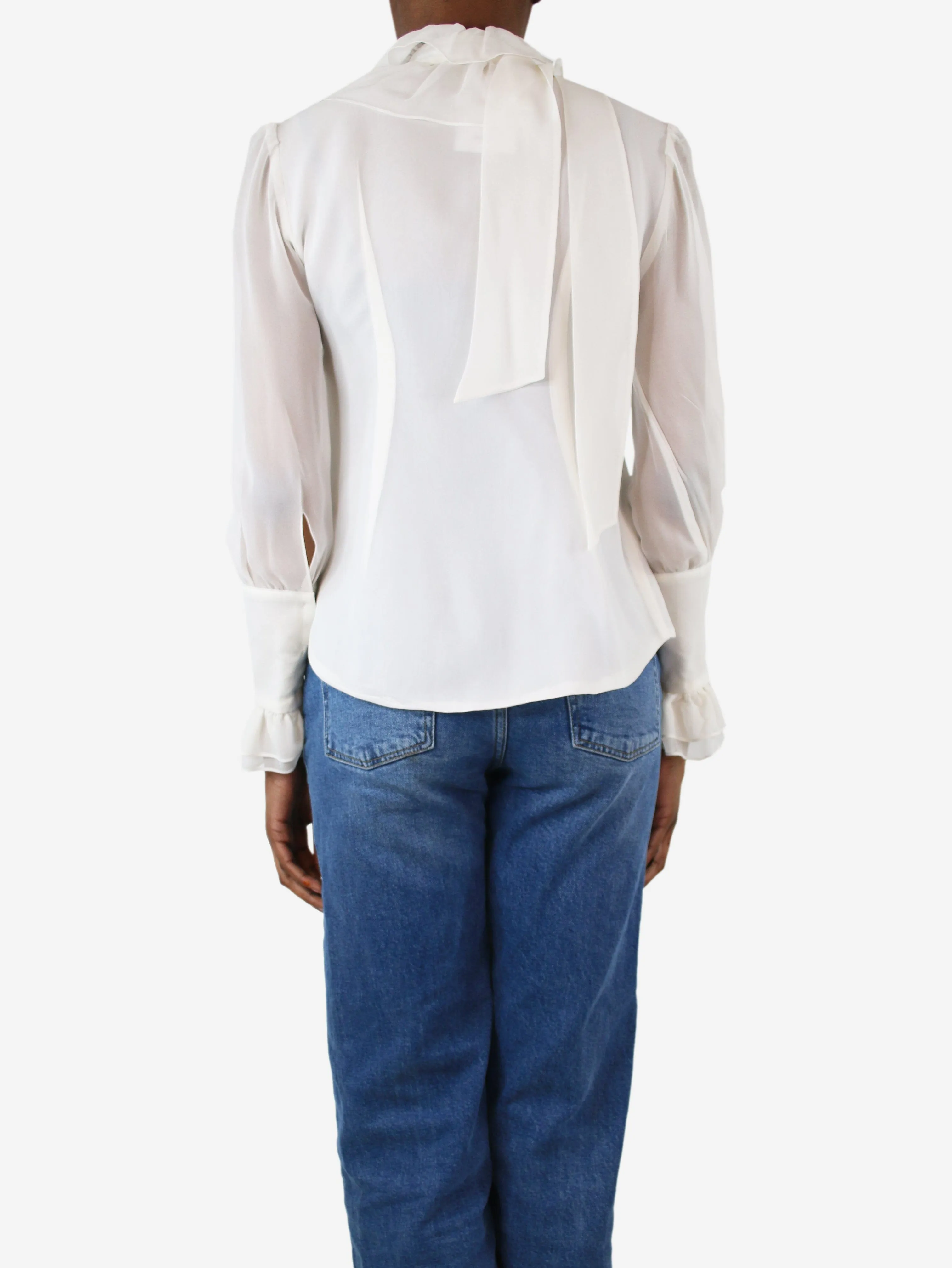 Cream chiffon blouse - size UK 6