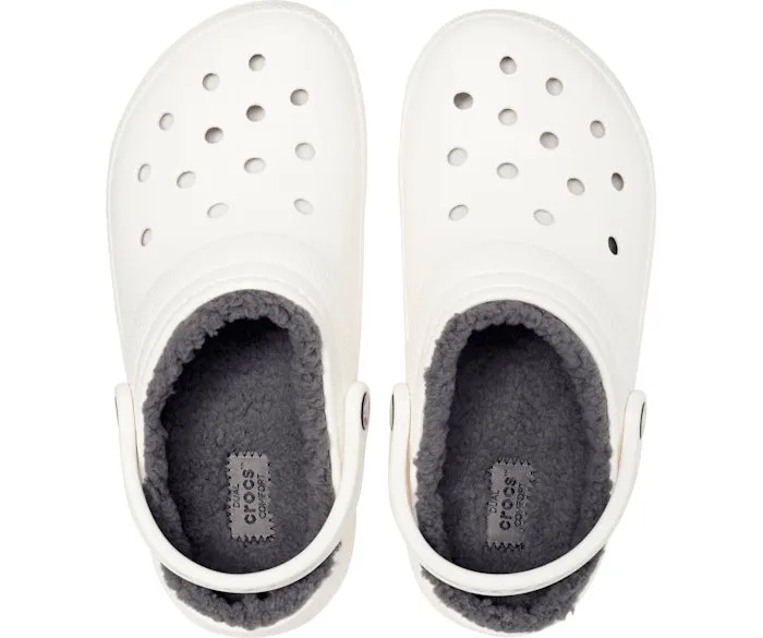 Crocs Unisex Classic Lined Clog - White/Grey