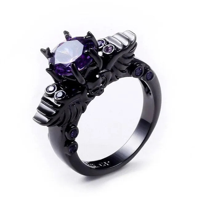 Crystal Charming Black Promise Engagement Ring