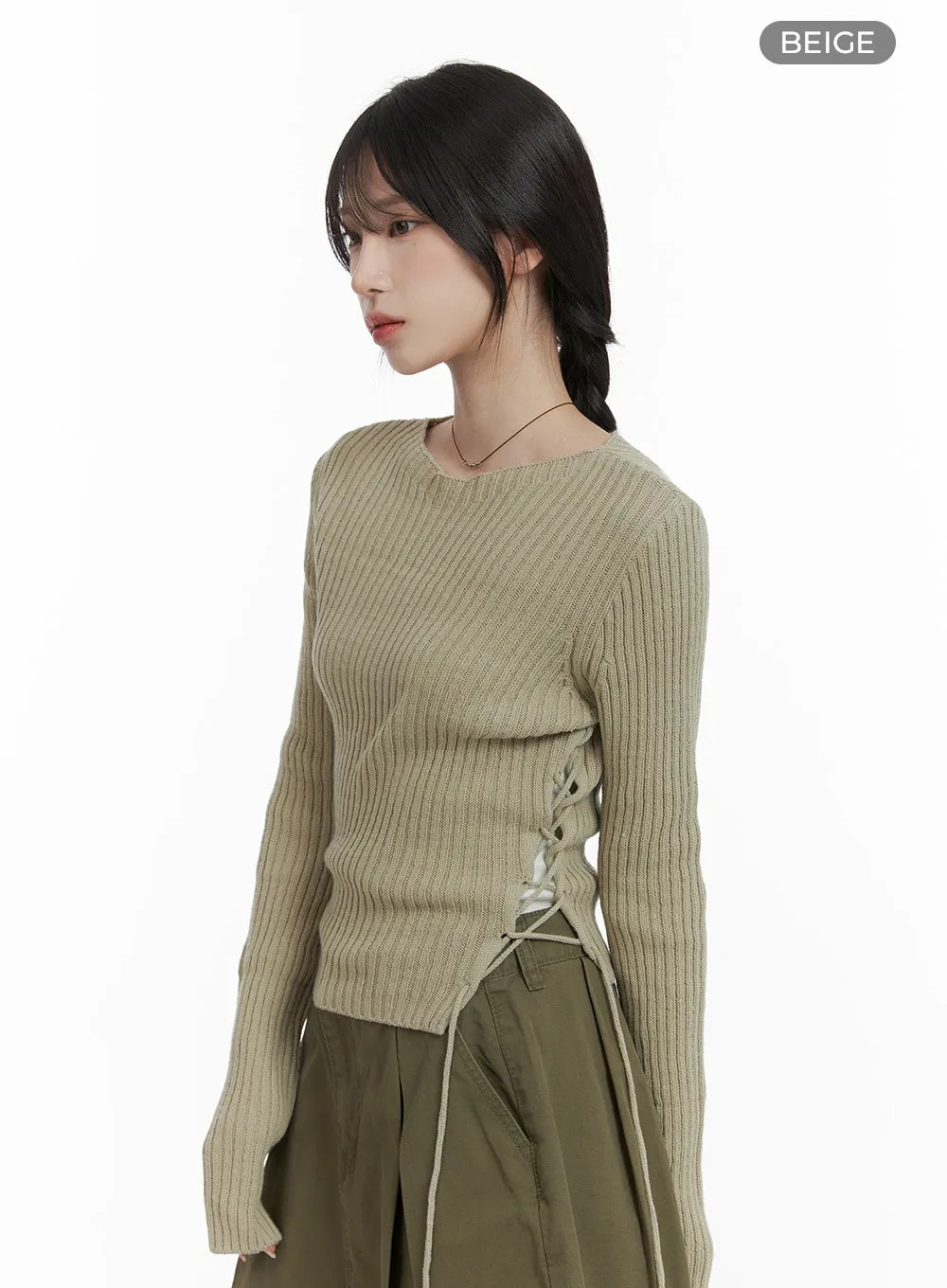 Cut-Out Ribbed Knit Top CA404