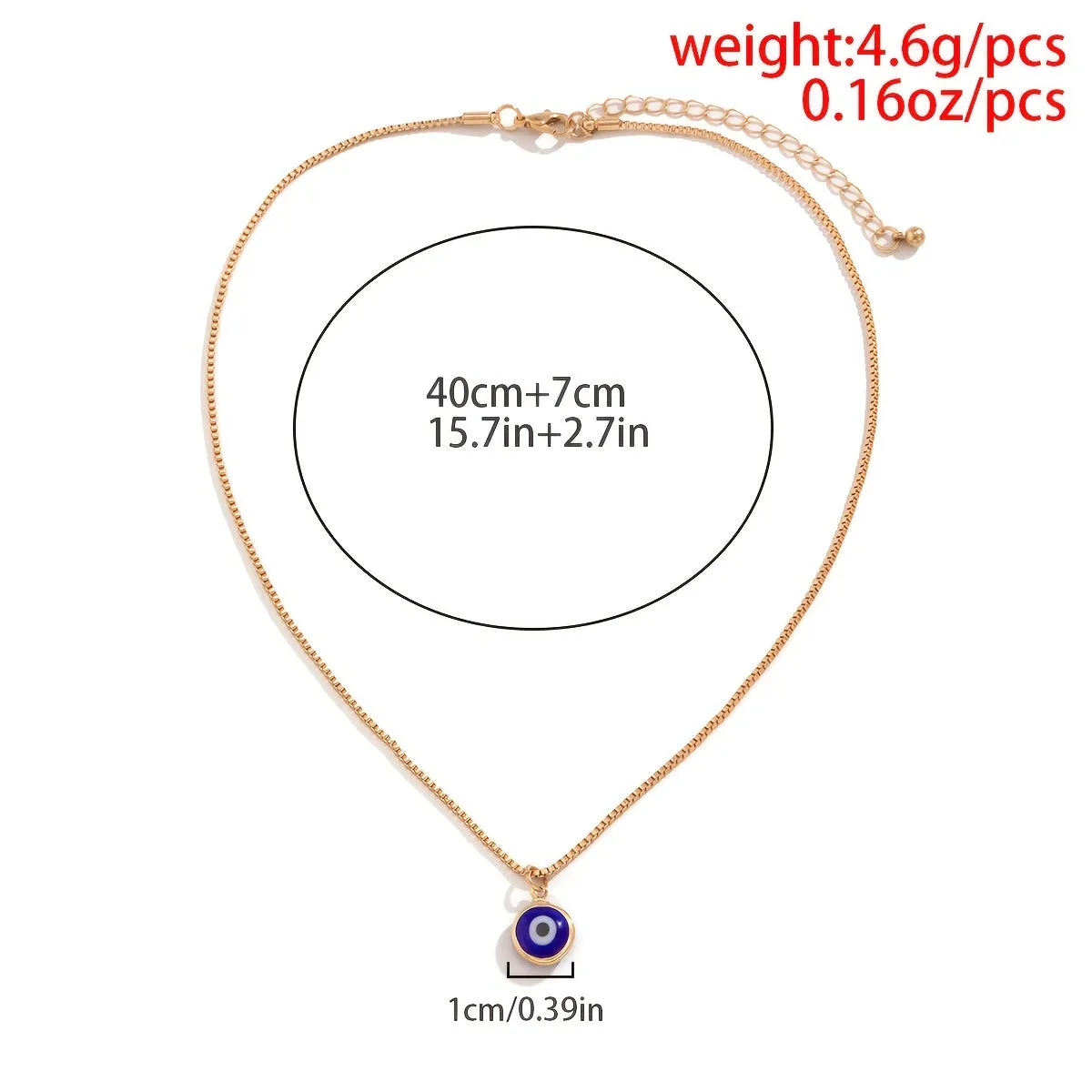 Devil's Eye Shape Pendant Necklace 1 Pc Minimalist Alloy Neck Chain Jewelry Lucky Protection Jewelry Gift