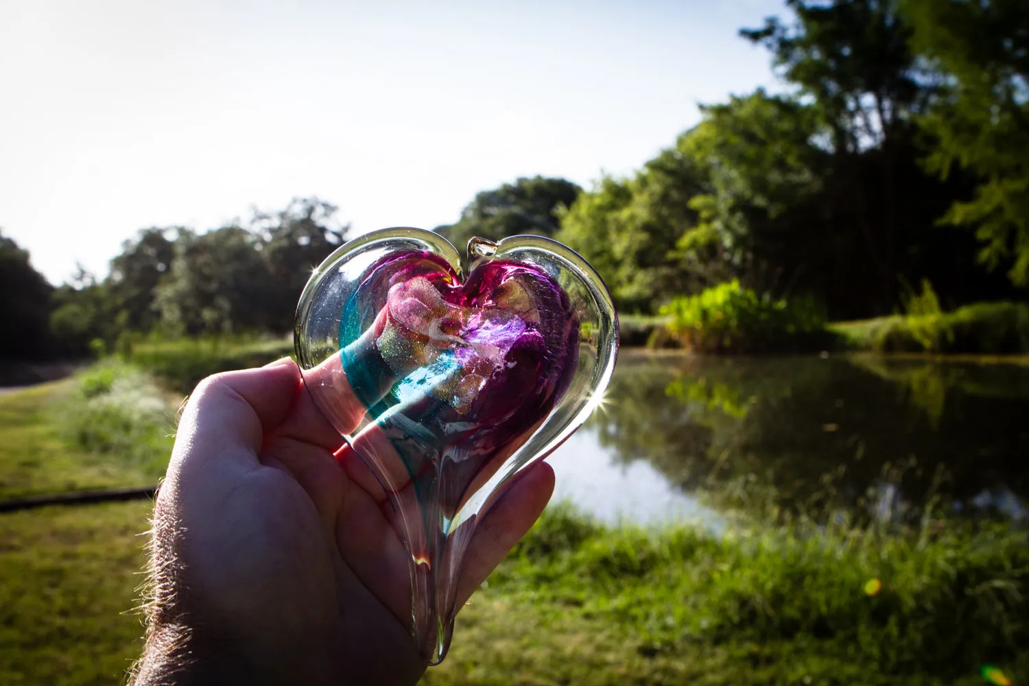 Dichroic Heart Suncatcher with Infused Cremains