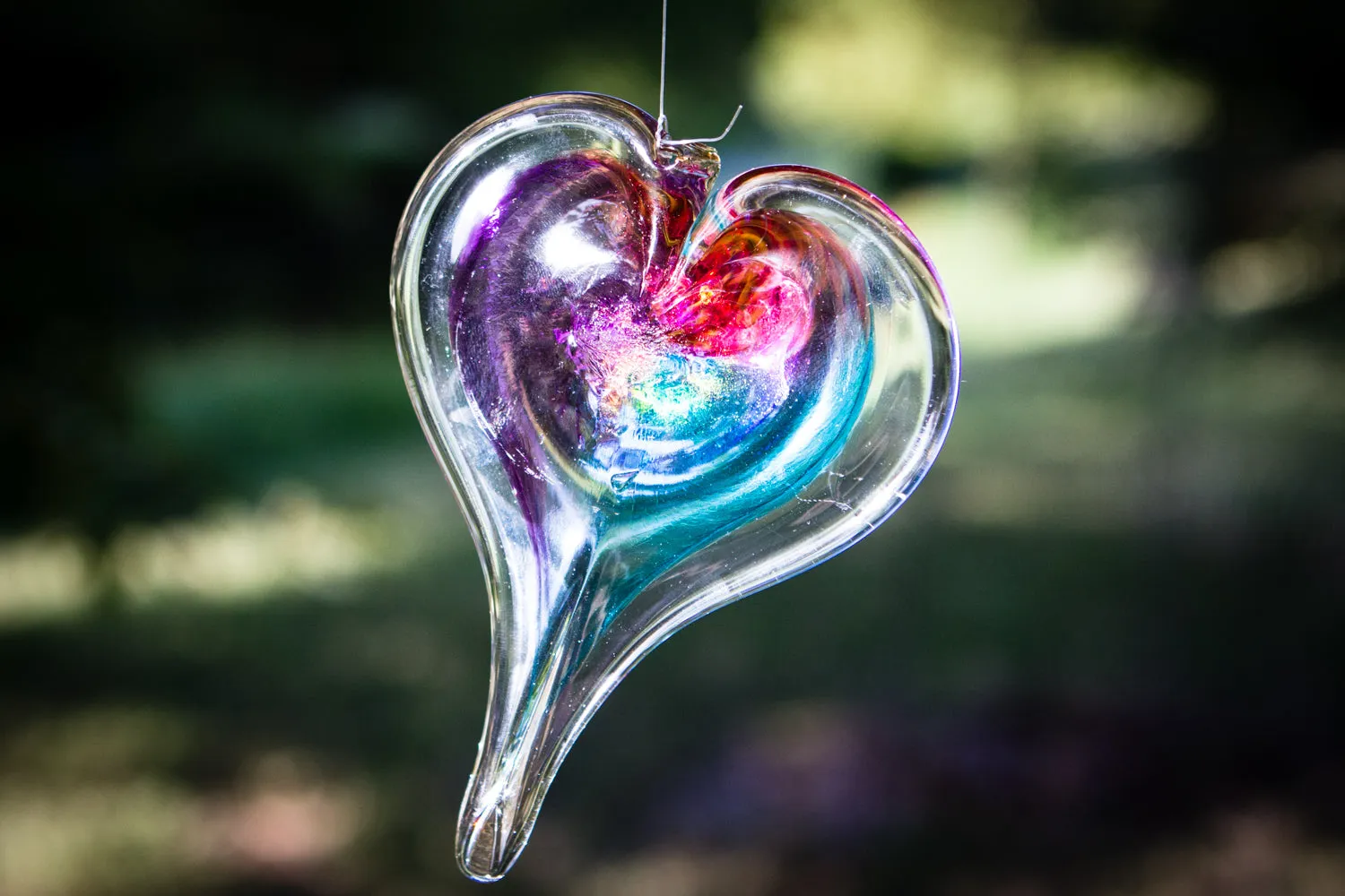 Dichroic Heart Suncatcher with Infused Cremains