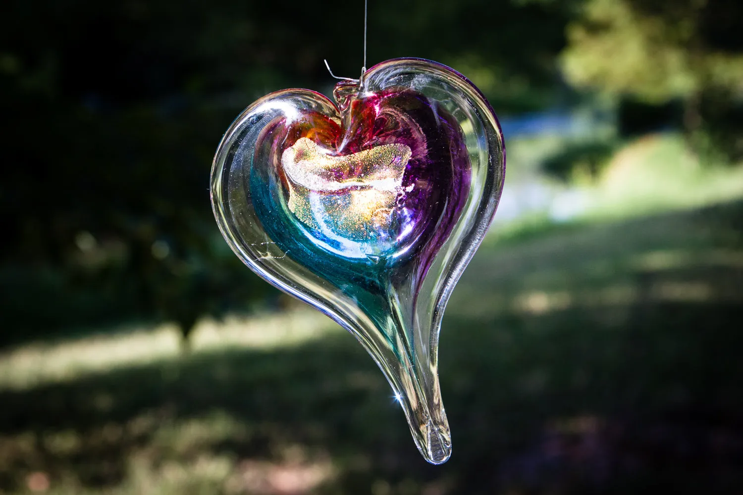 Dichroic Heart Suncatcher with Infused Cremains