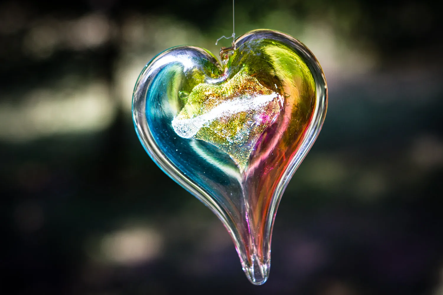 Dichroic Heart Suncatcher with Infused Cremains