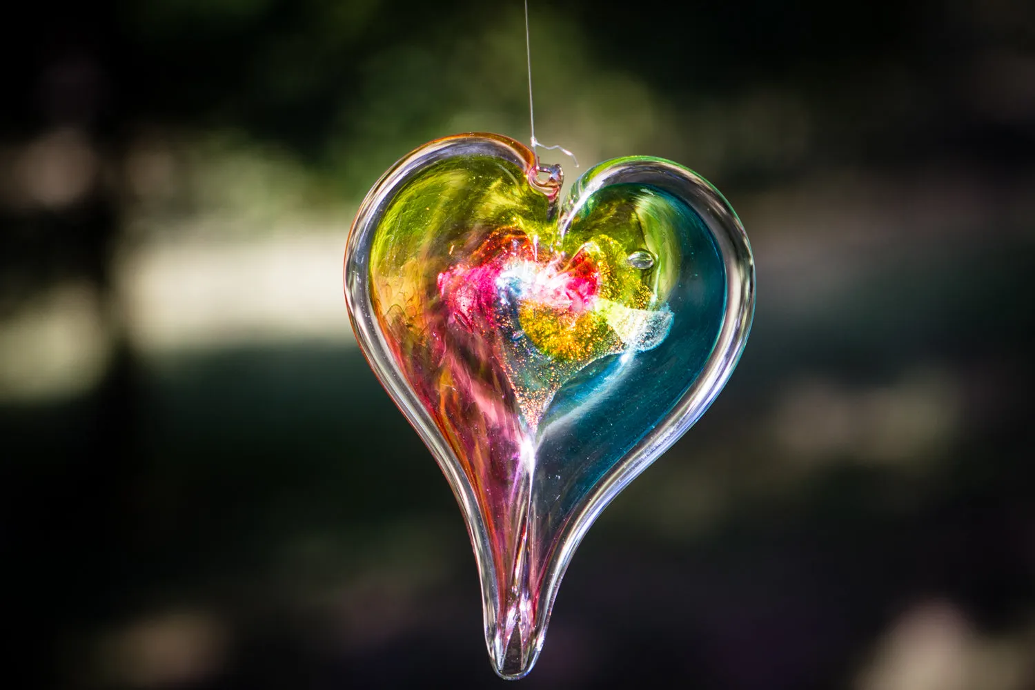 Dichroic Heart Suncatcher with Infused Cremains