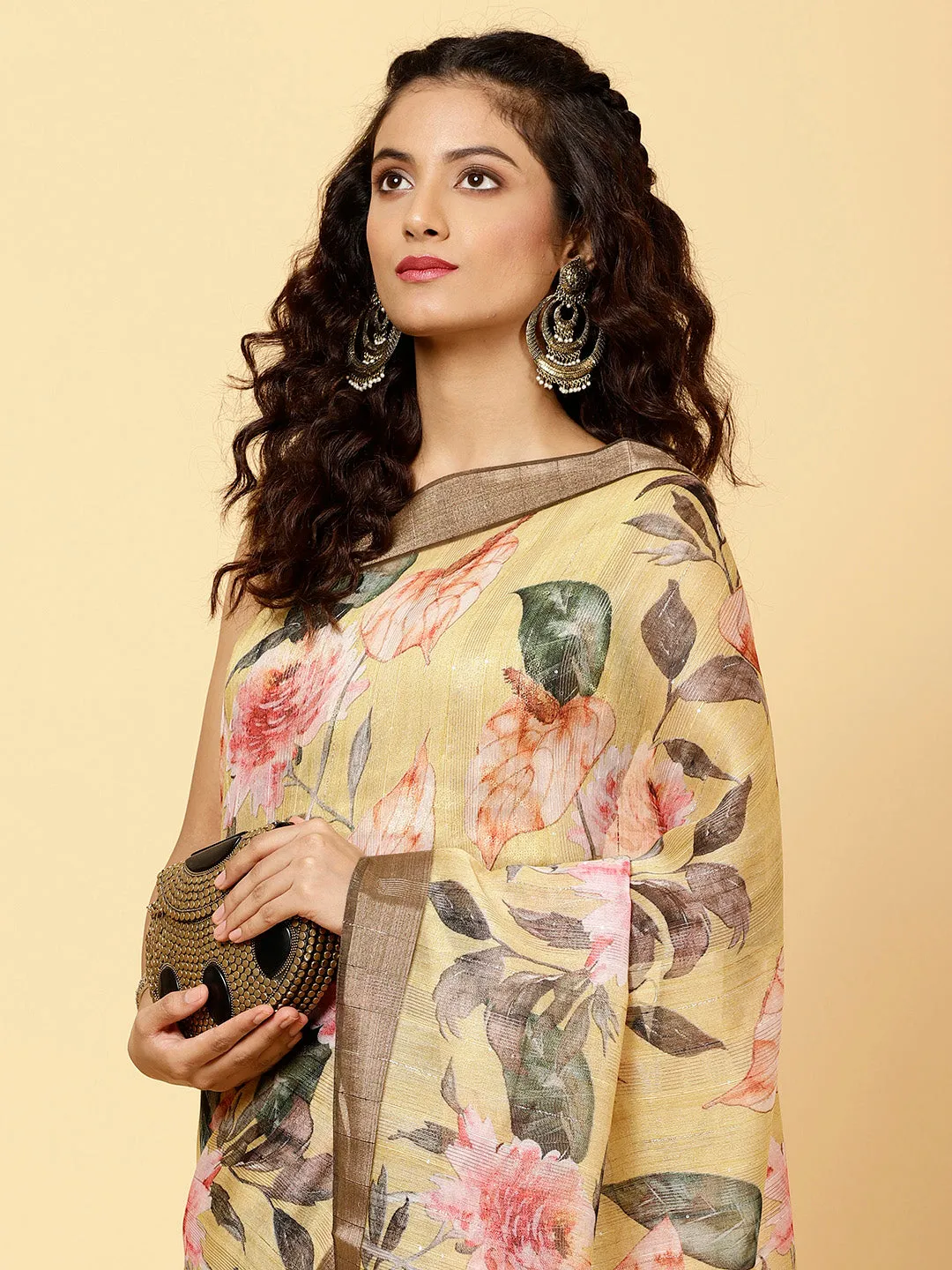 Digital Floral Printed Cotton Saree