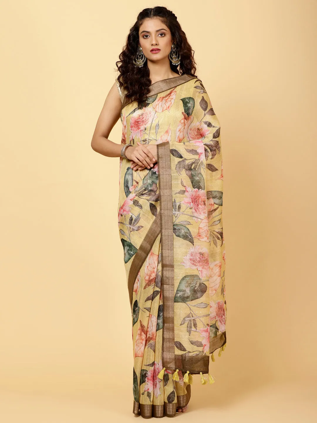 Digital Floral Printed Cotton Saree