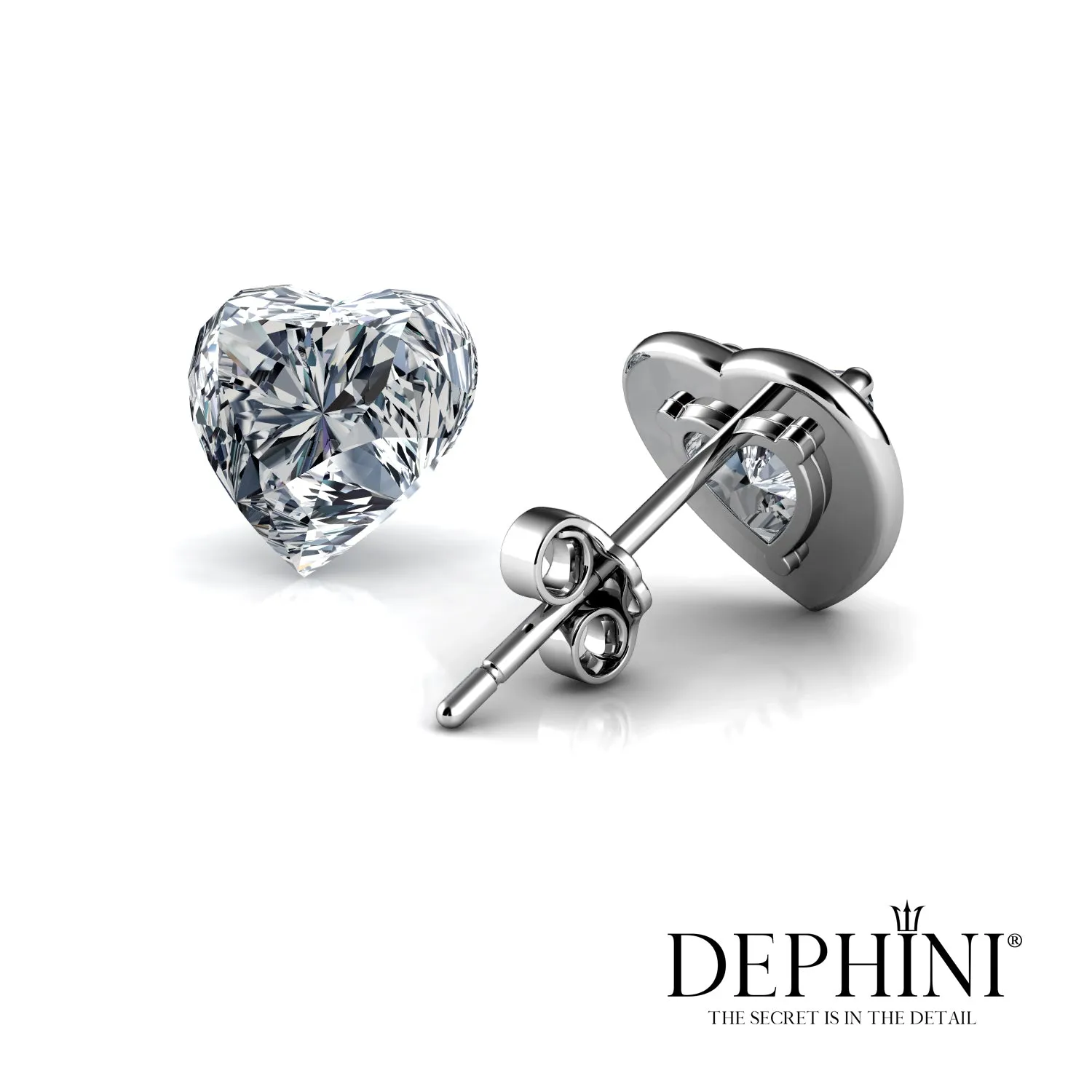 Double Heart Earrings 925 Sterling Silver Stud Earrings for Woman CZ