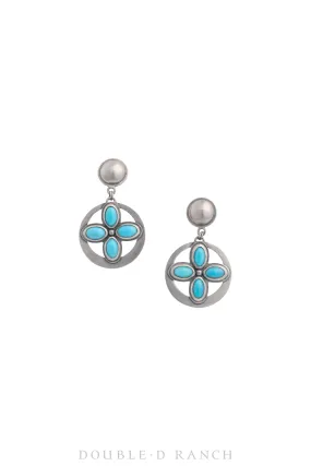 Earrings, Dennis Hogan, Drop, Turquoise, Artisan Hallmark, Contemporary, 1174C