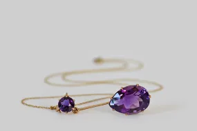 Edwardian Amethyst Pear Lavalier Necklace