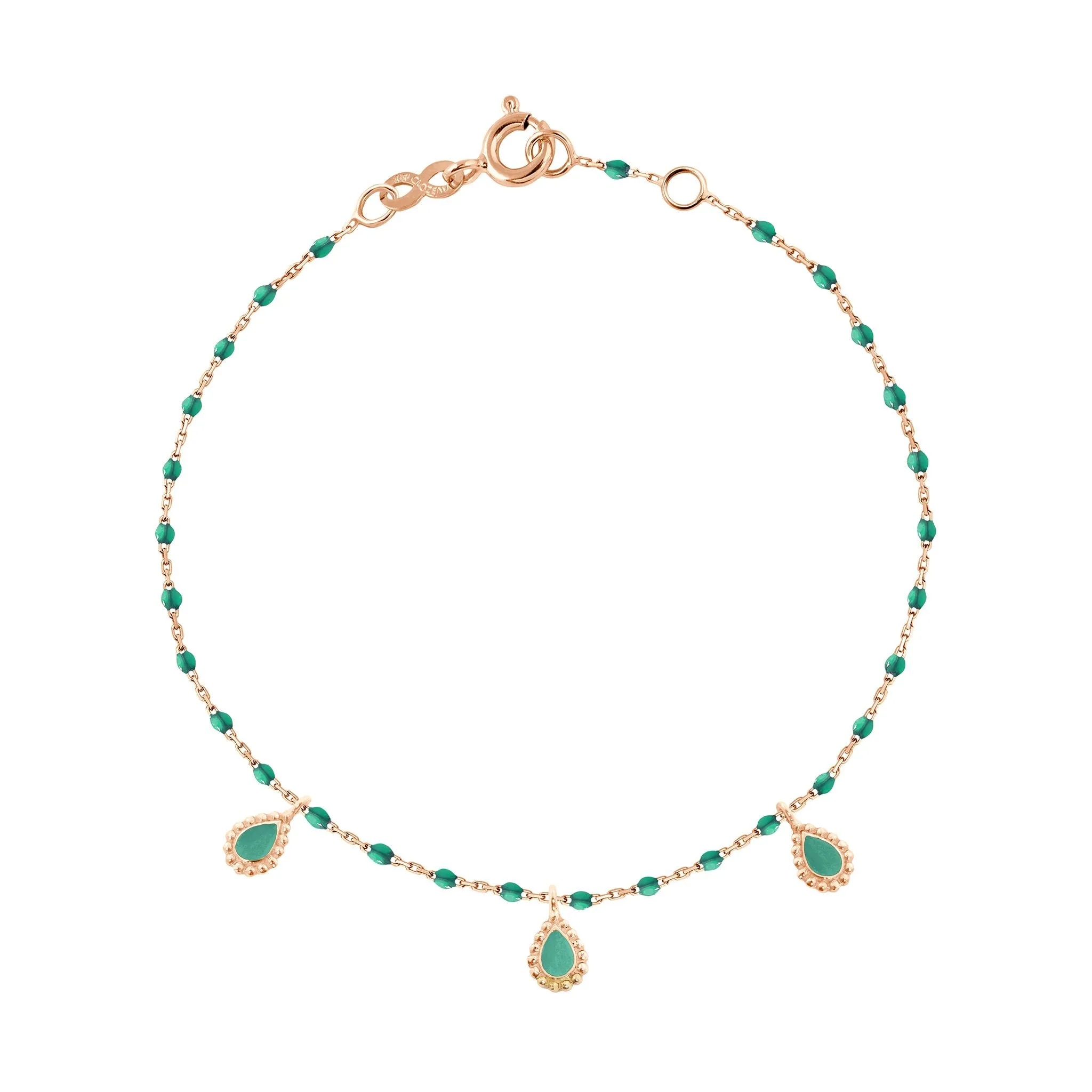 Emerald Mini 3 Lucky Cashmere Bracelet, Rose Gold, 6.7"