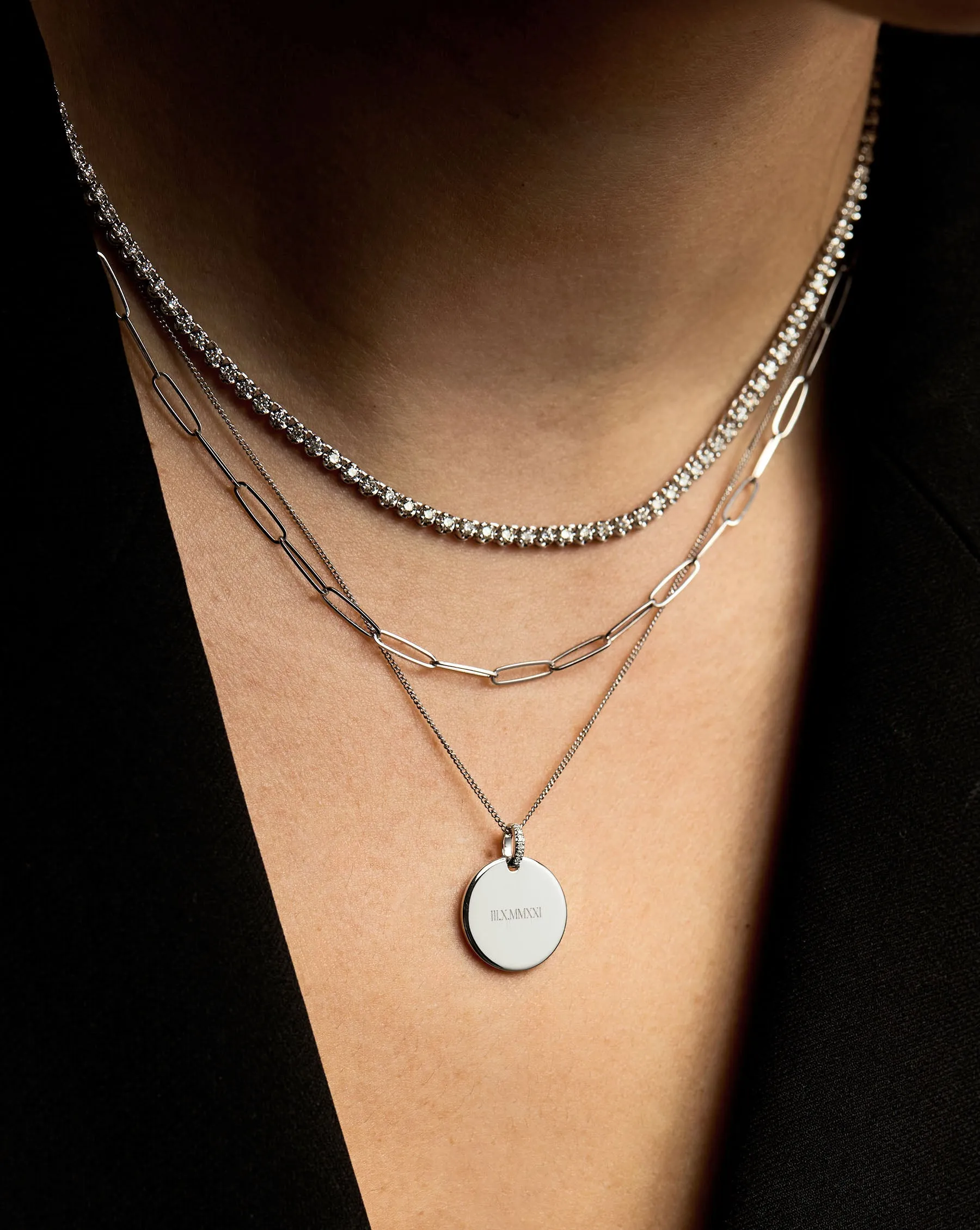 Engravable Round Pendant Necklace