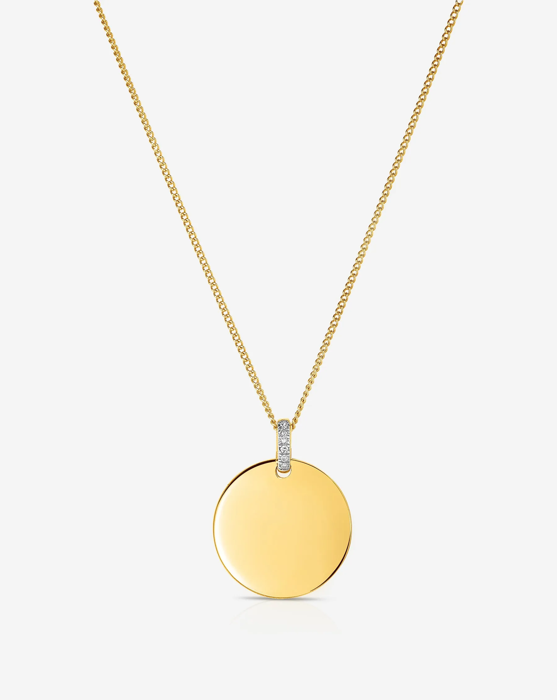 Engravable Round Pendant Necklace