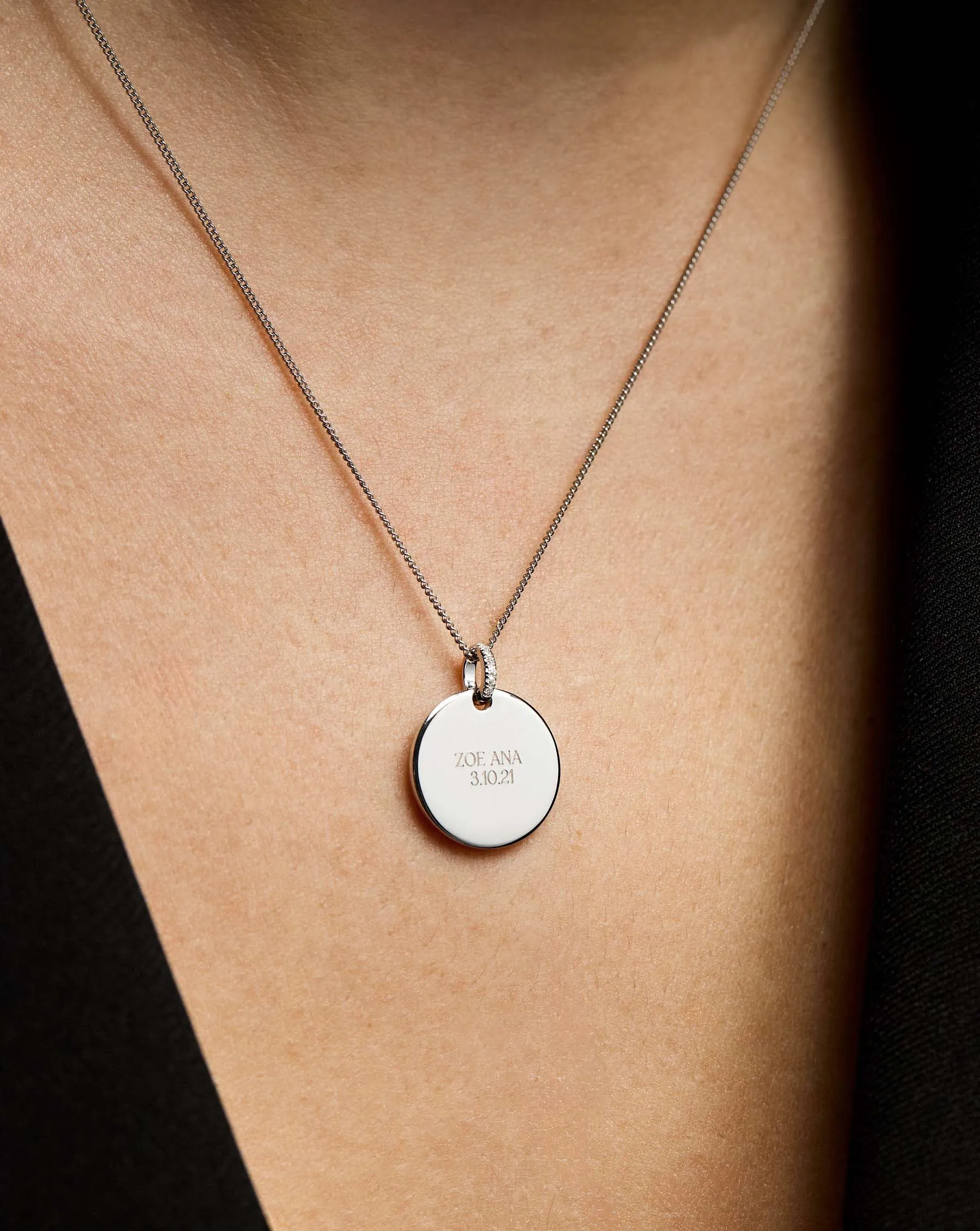 Engravable Round Pendant Necklace