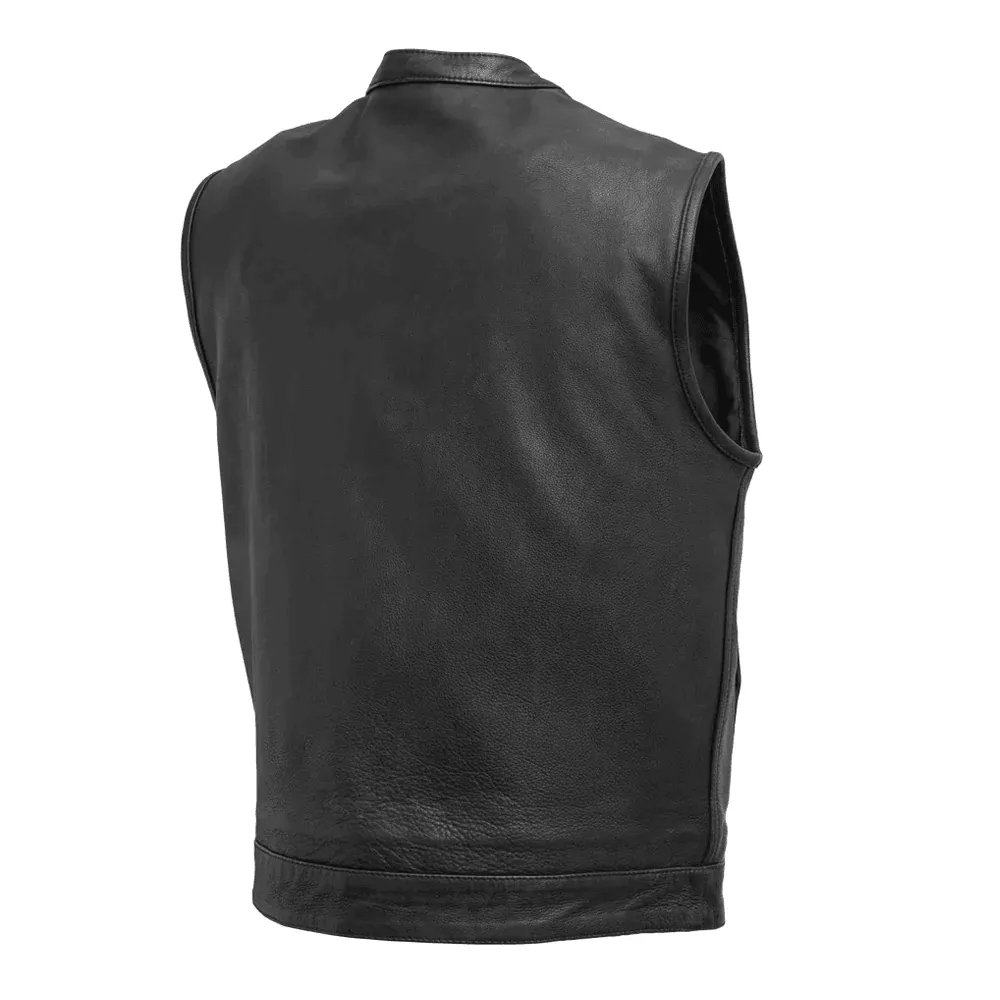 First Mfg Top Rocker Black Men's Motorcycle Leather Vest