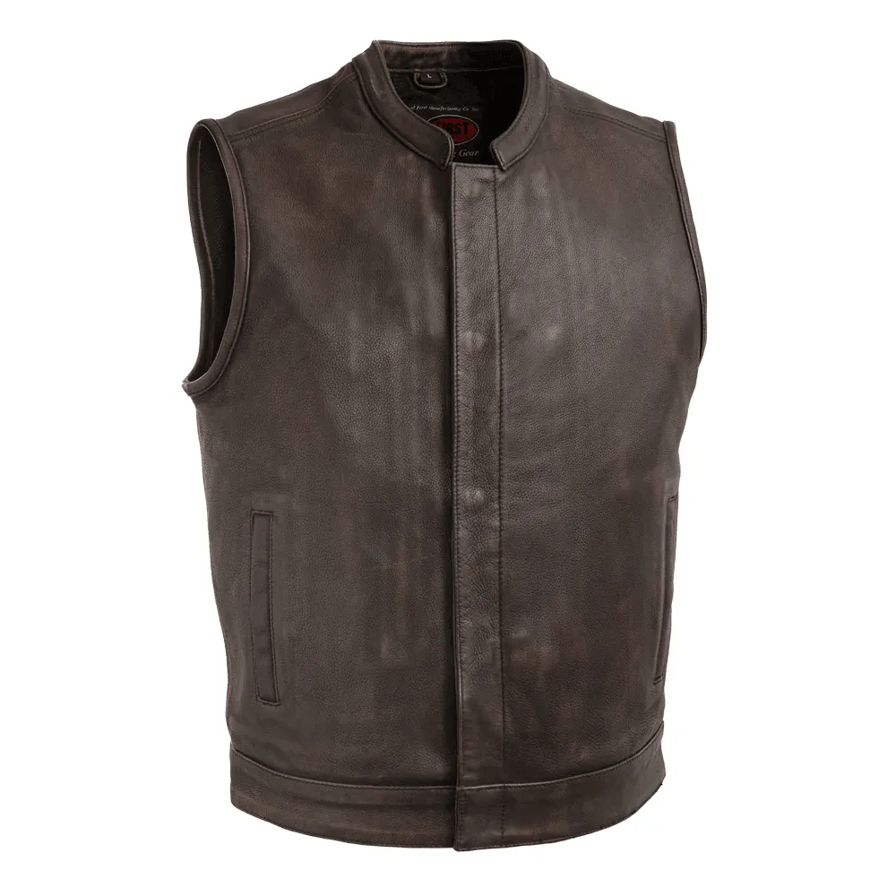 First Mfg Top Rocker Copper Men's Motorcycle Leather Vest