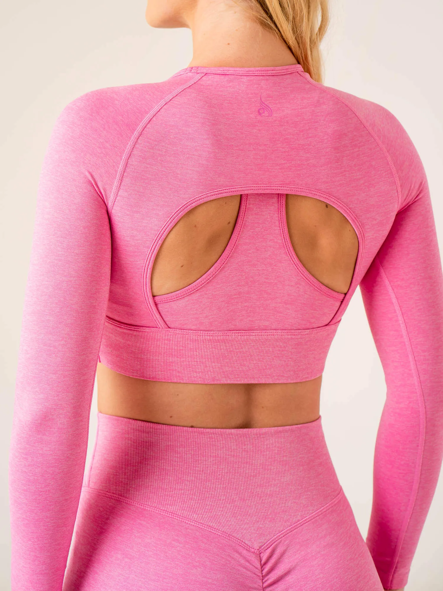 Focus Seamless Long Sleeve Top - Hot Pink Marl