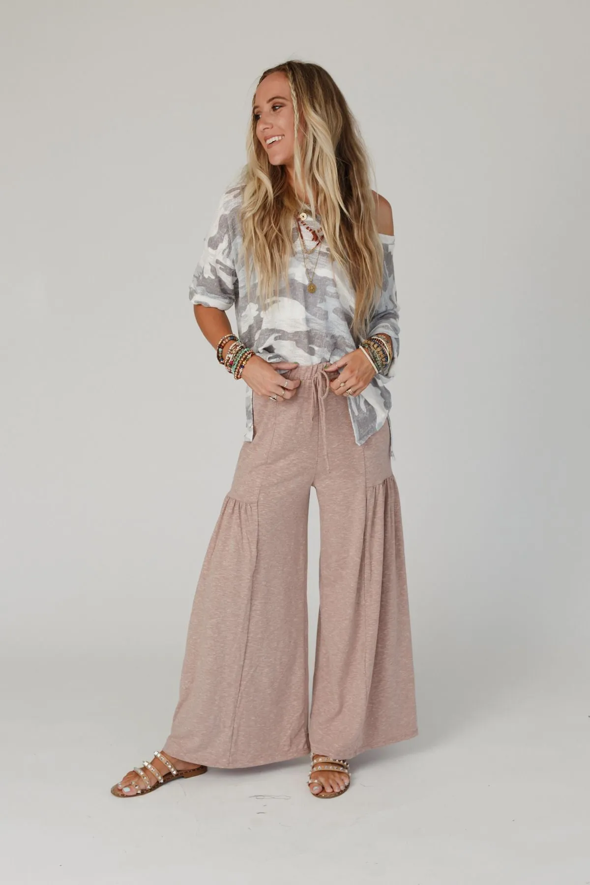 Free To Flow High Waist Pants - Taupe