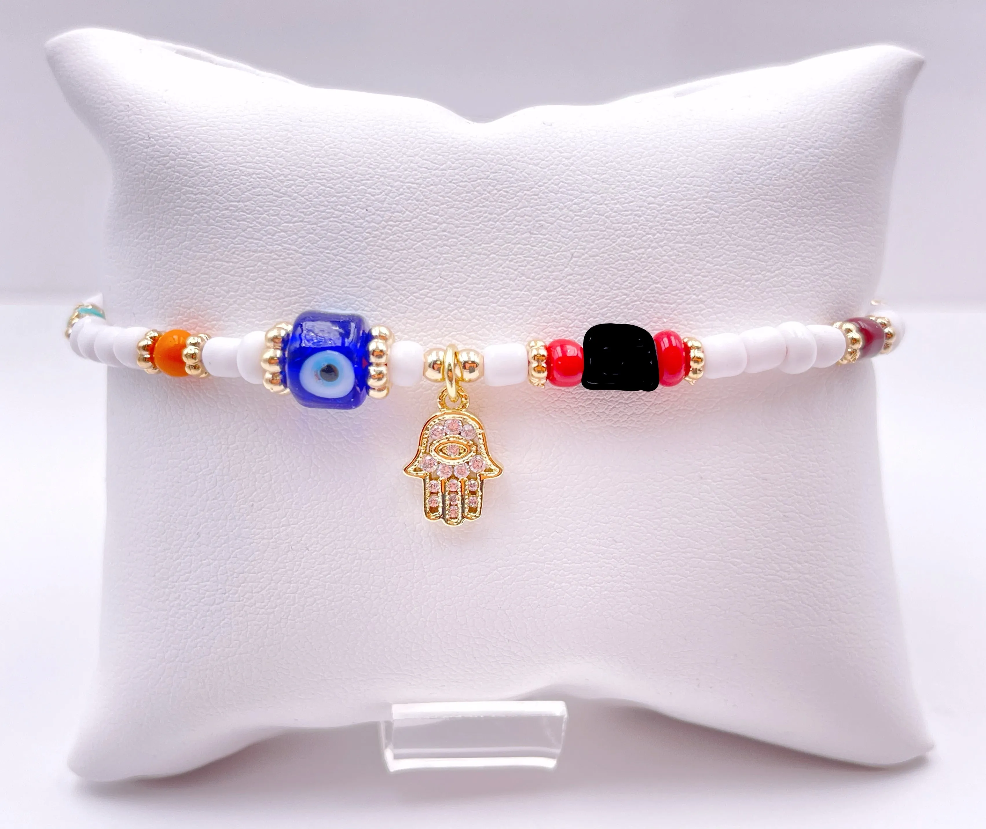 Glass Seed Beads Boho Evil Eye Azabache Bracelet