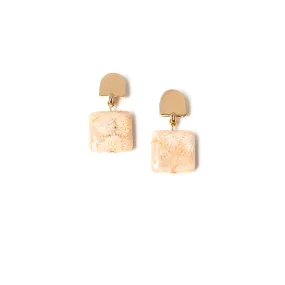 gold dome   fossil coral earrings