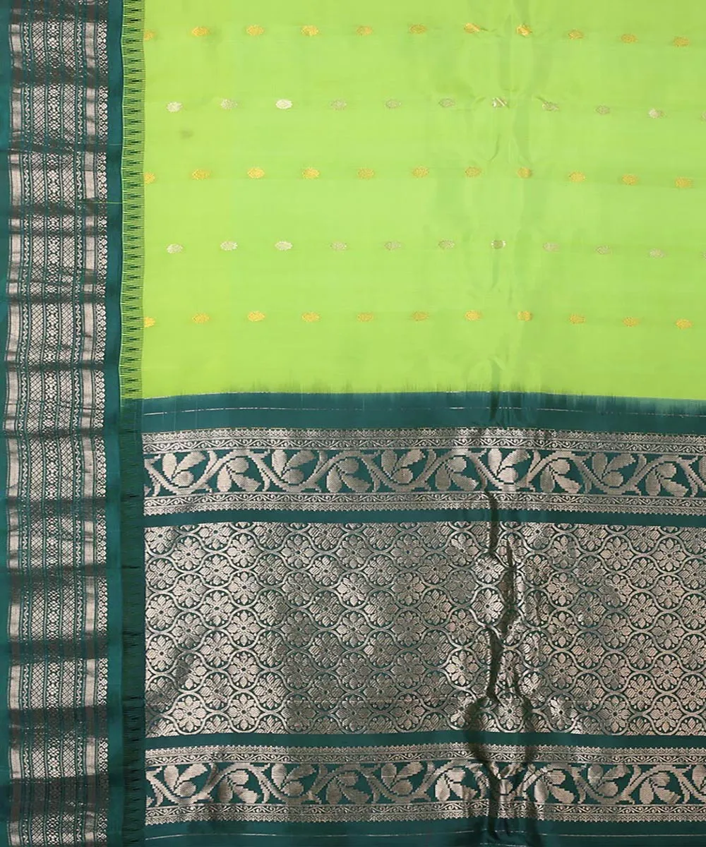 Green gadwal handwoven silk saree