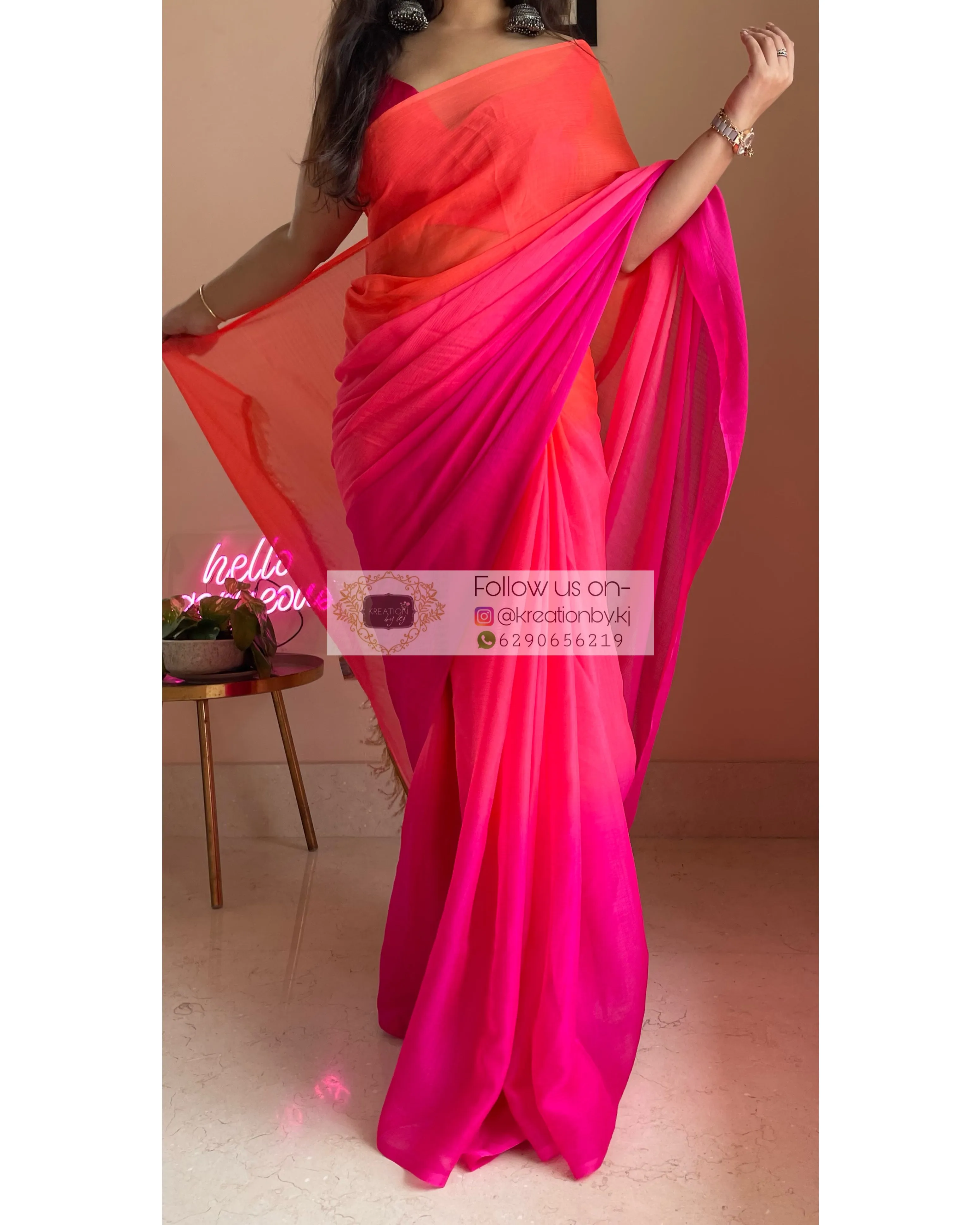 Gulabari Ombré Chiffon Saree