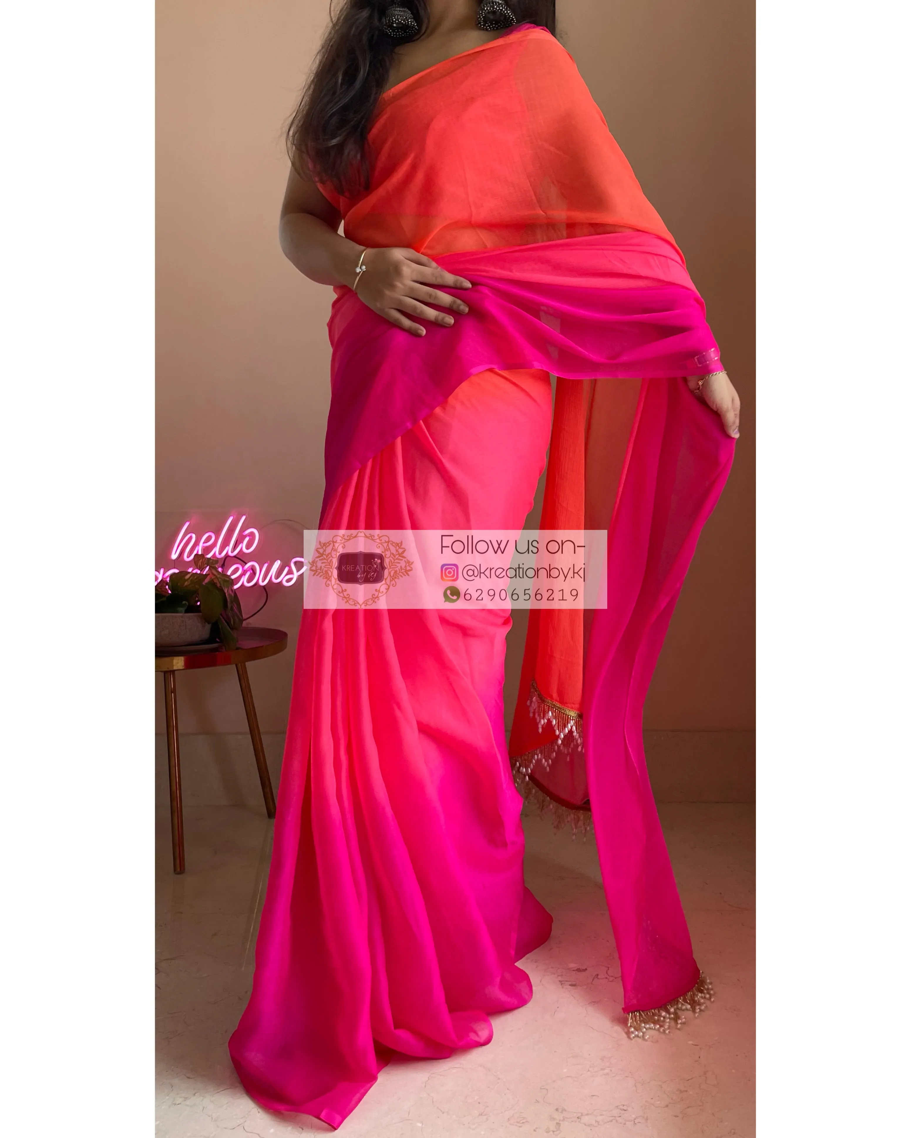 Gulabari Ombré Chiffon Saree