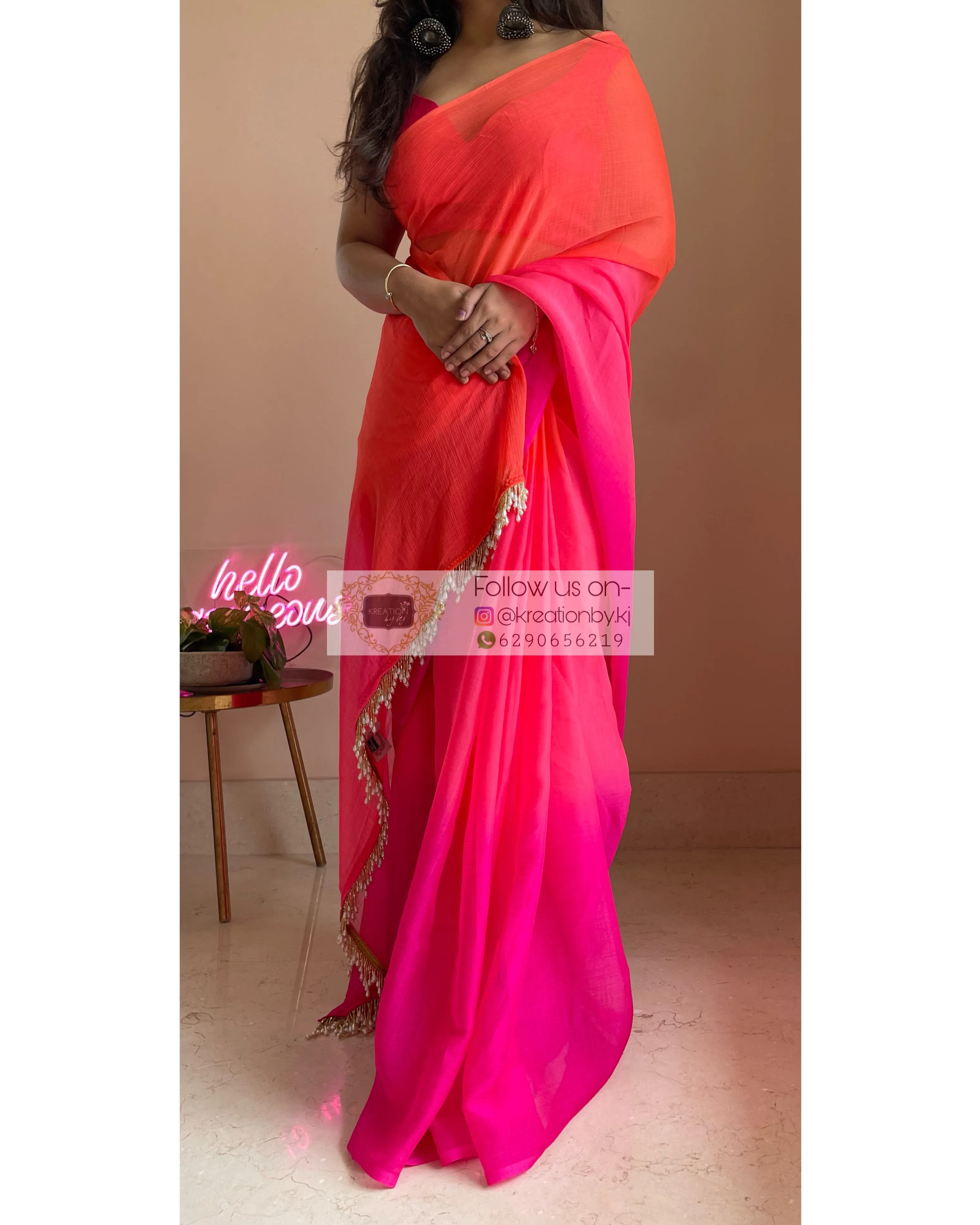 Gulabari Ombré Chiffon Saree