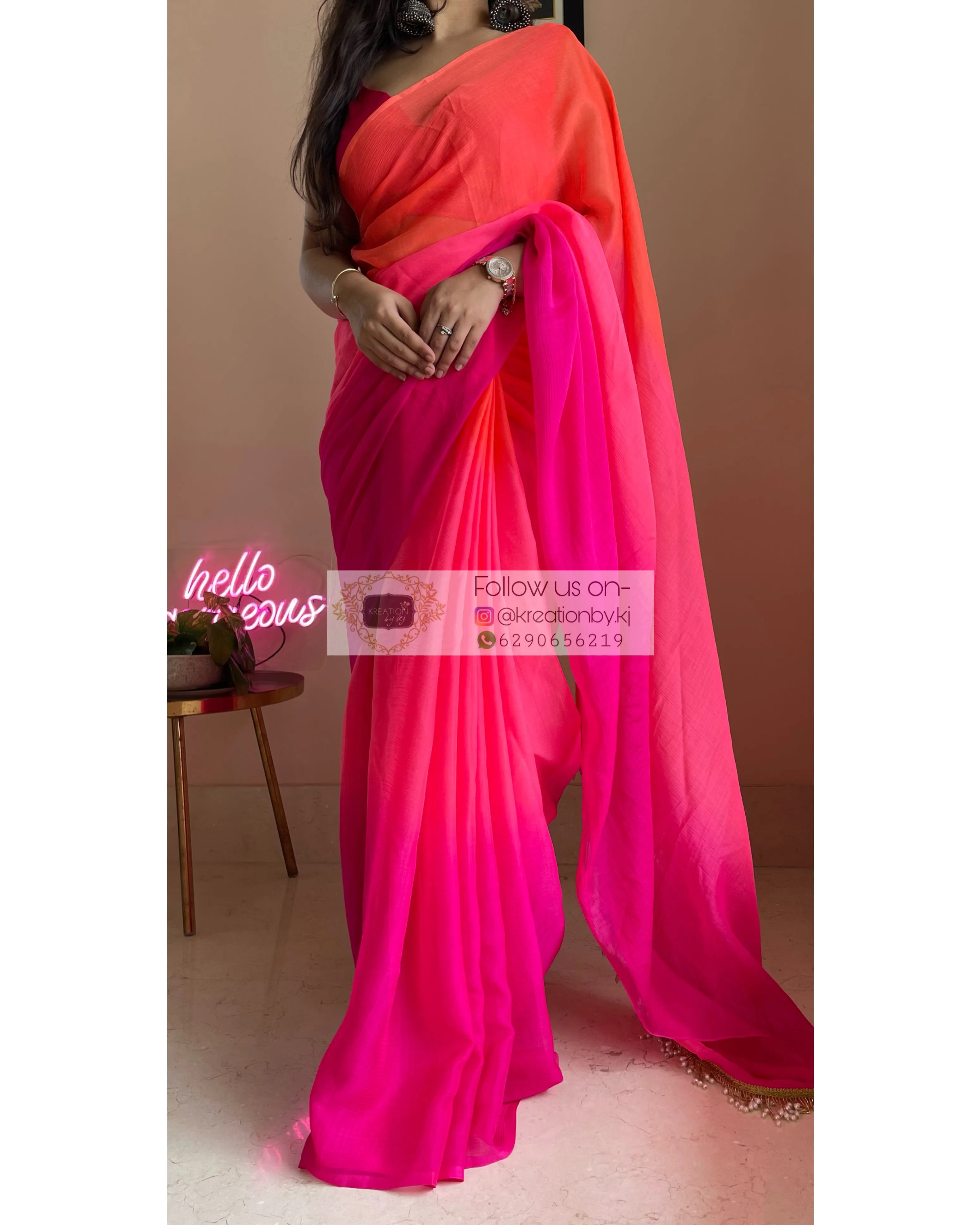 Gulabari Ombré Chiffon Saree