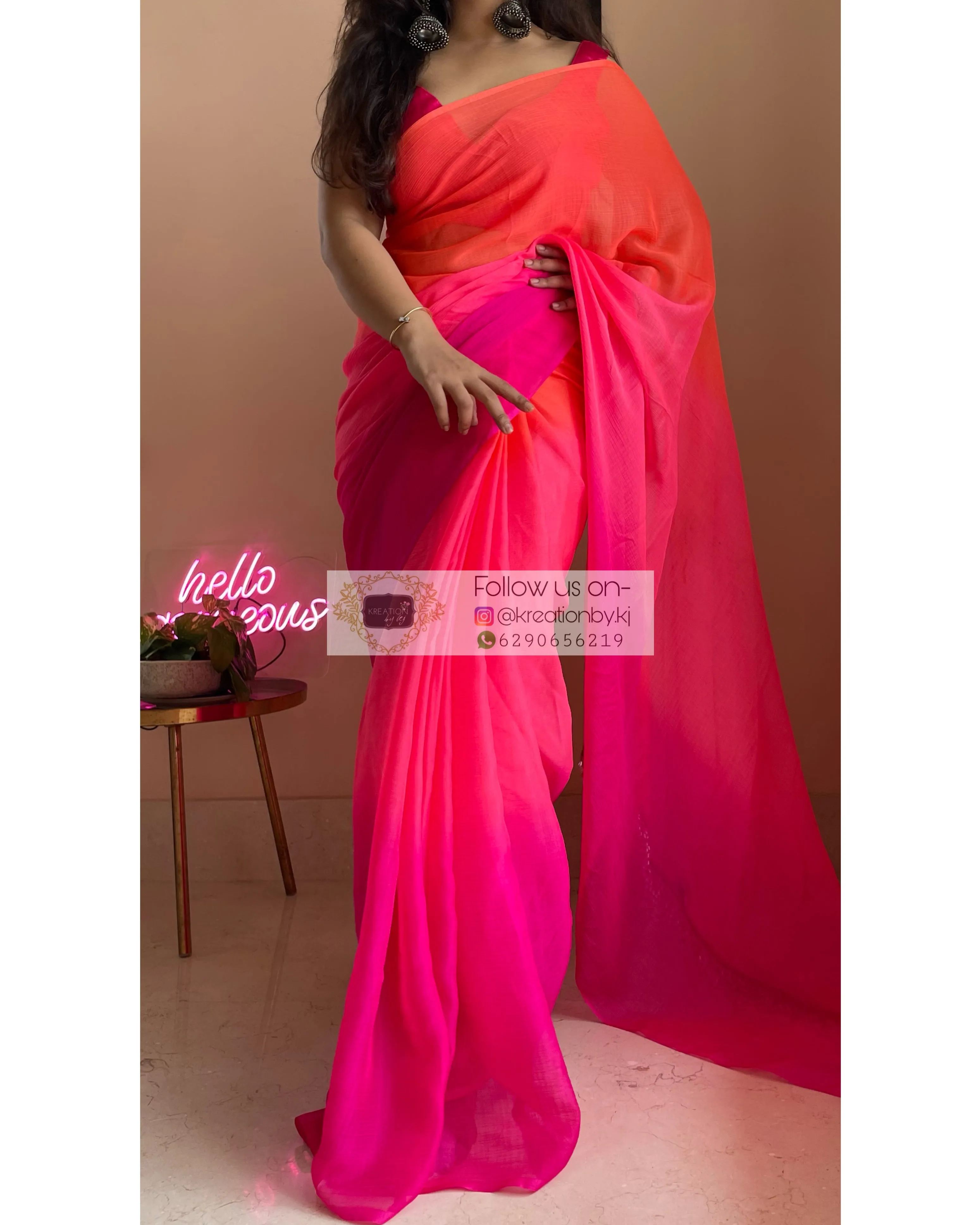 Gulabari Ombré Chiffon Saree