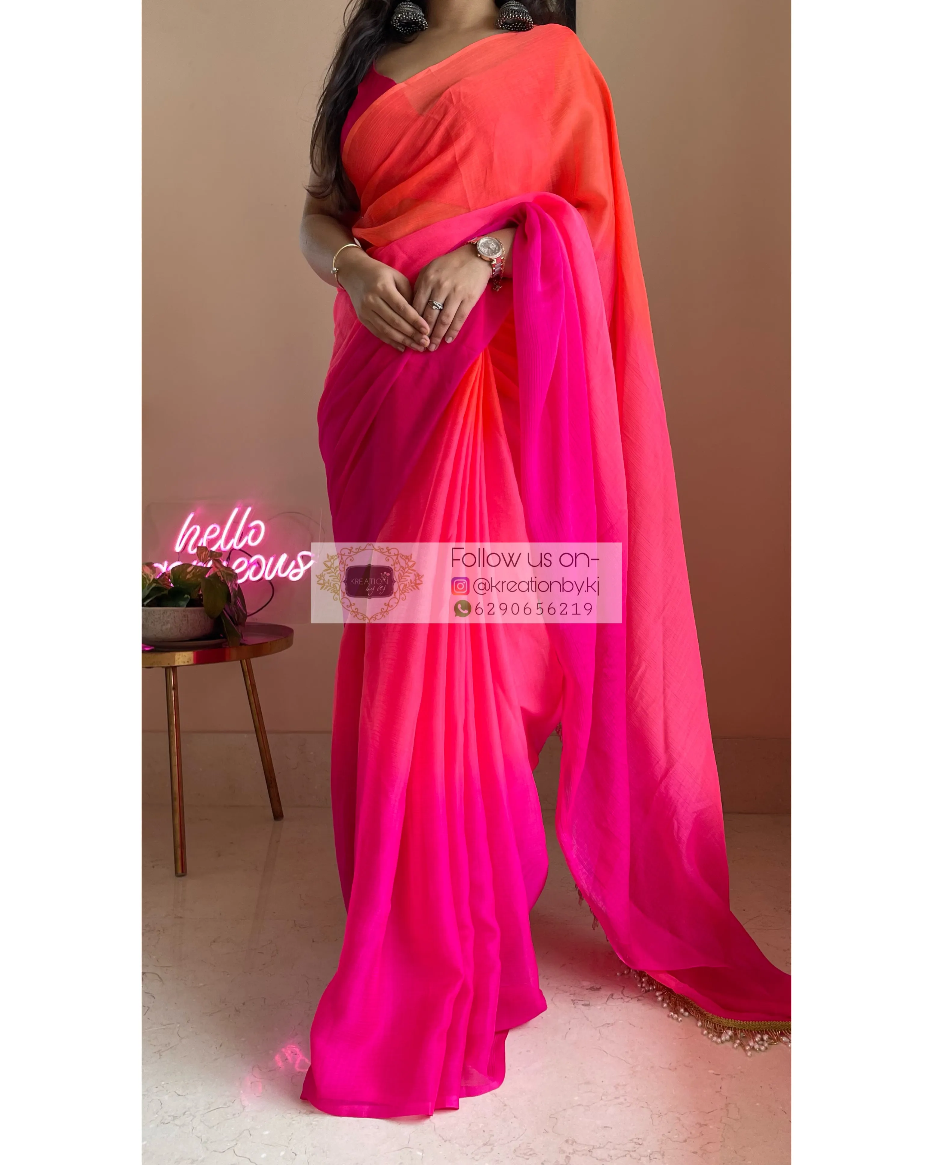 Gulabari Ombré Chiffon Saree