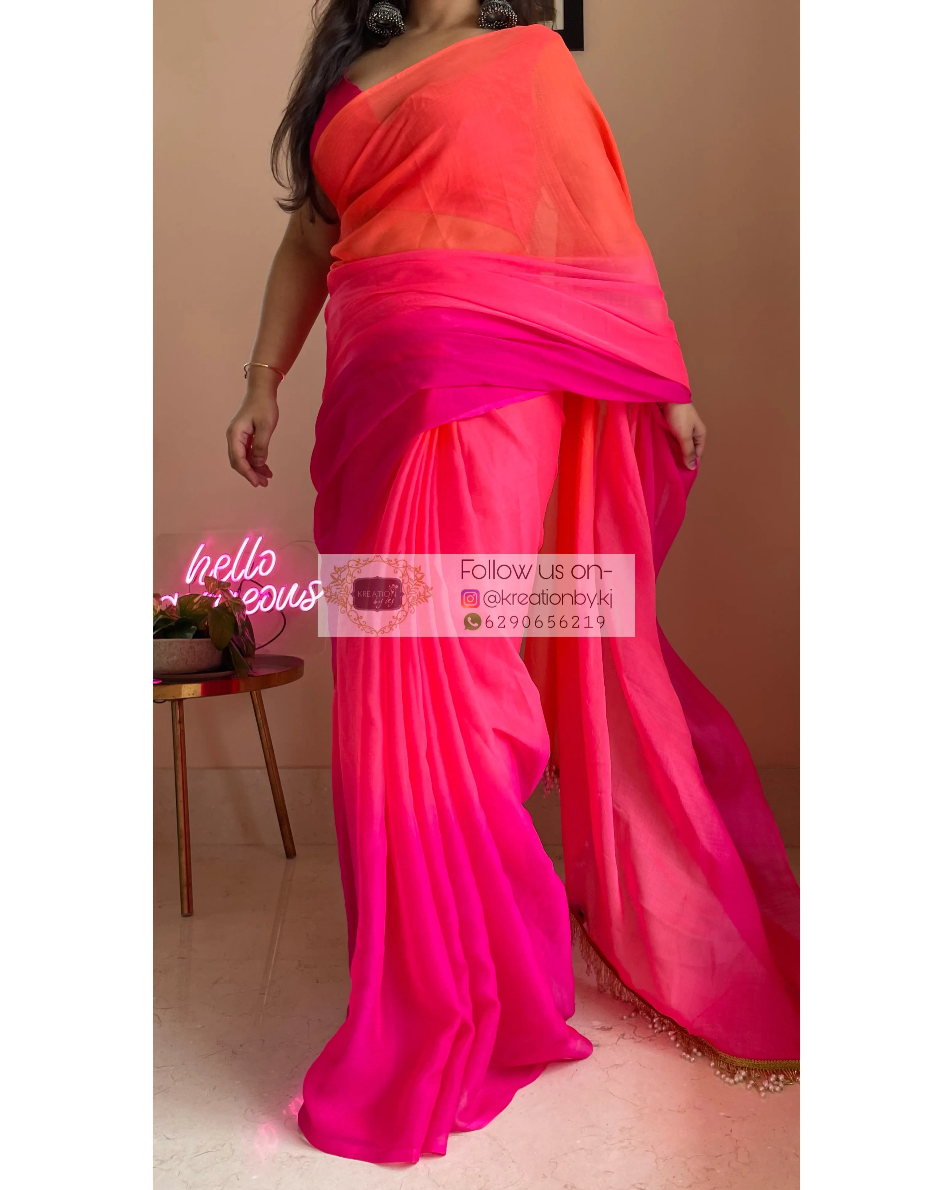 Gulabari Ombré Chiffon Saree