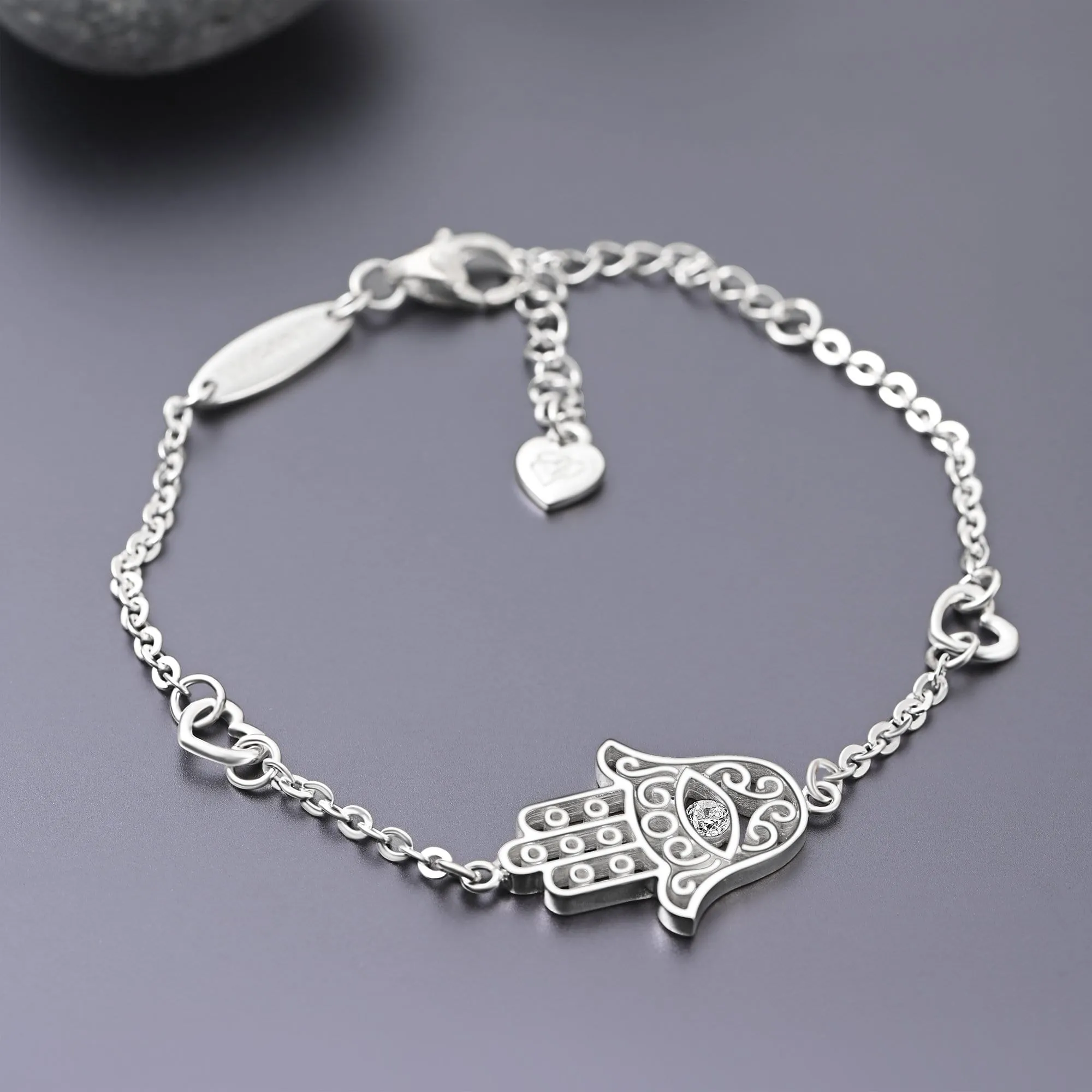 Hamsa Evil Eye Bracelet Sterling Silver