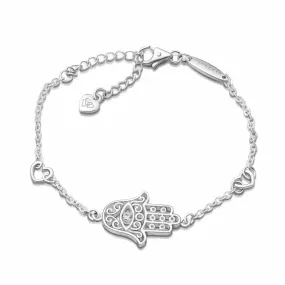 Hamsa Evil Eye Bracelet Sterling Silver