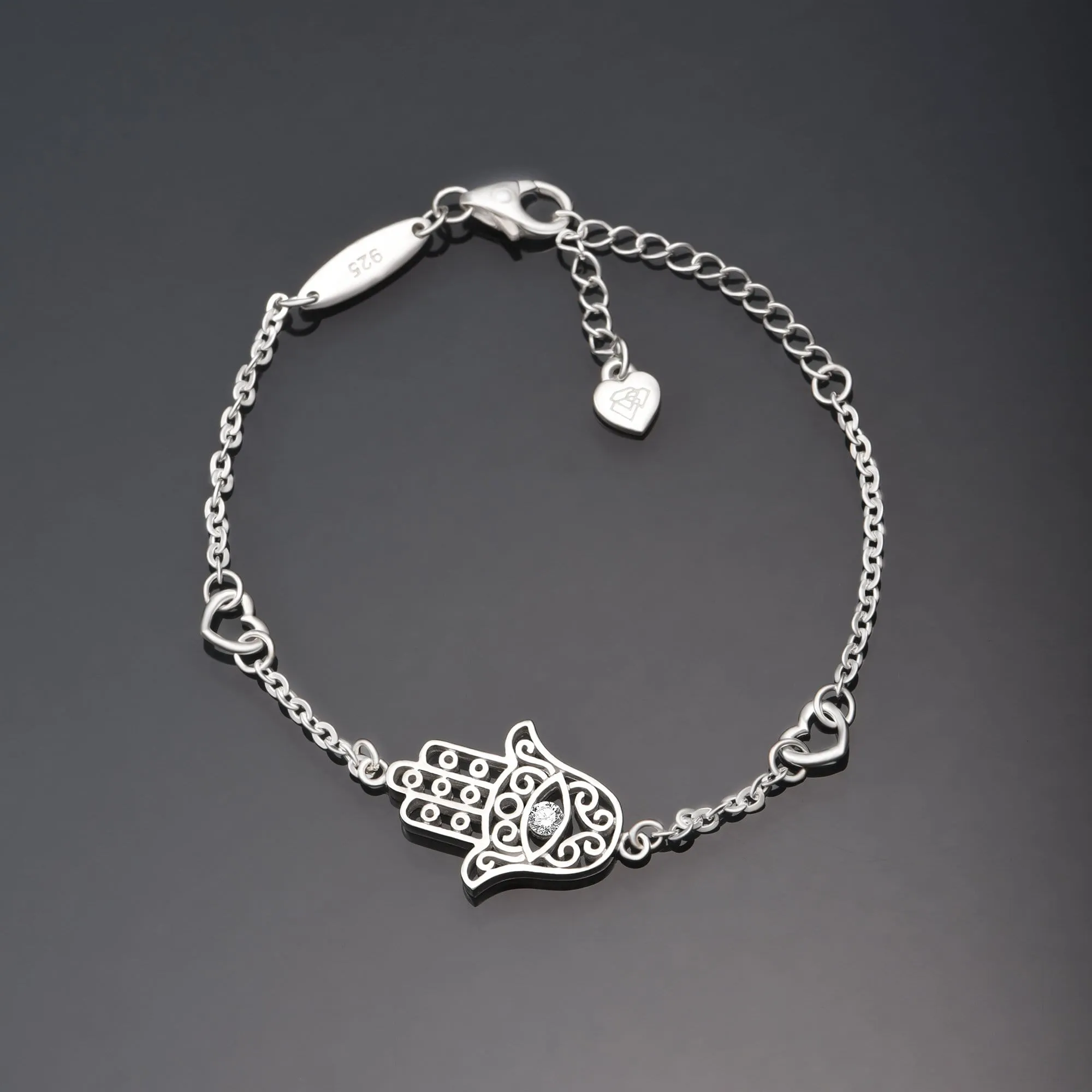 Hamsa Evil Eye Bracelet Sterling Silver