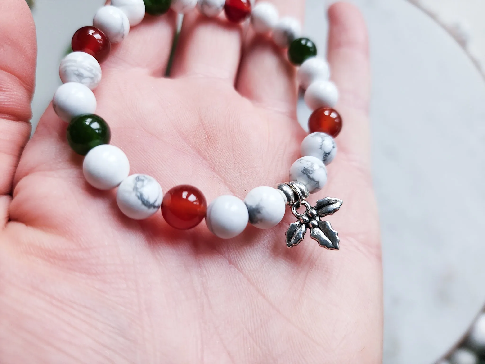 Holiday Collection || Howlite, Nephrite Jade & Carnelian || Reiki Infused