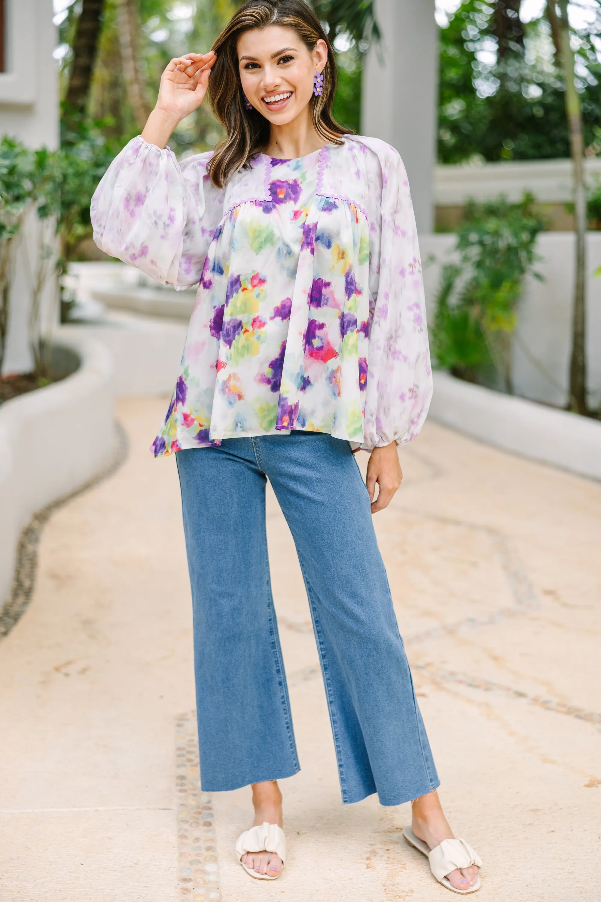 In The Beginning Purple Floral Blouse