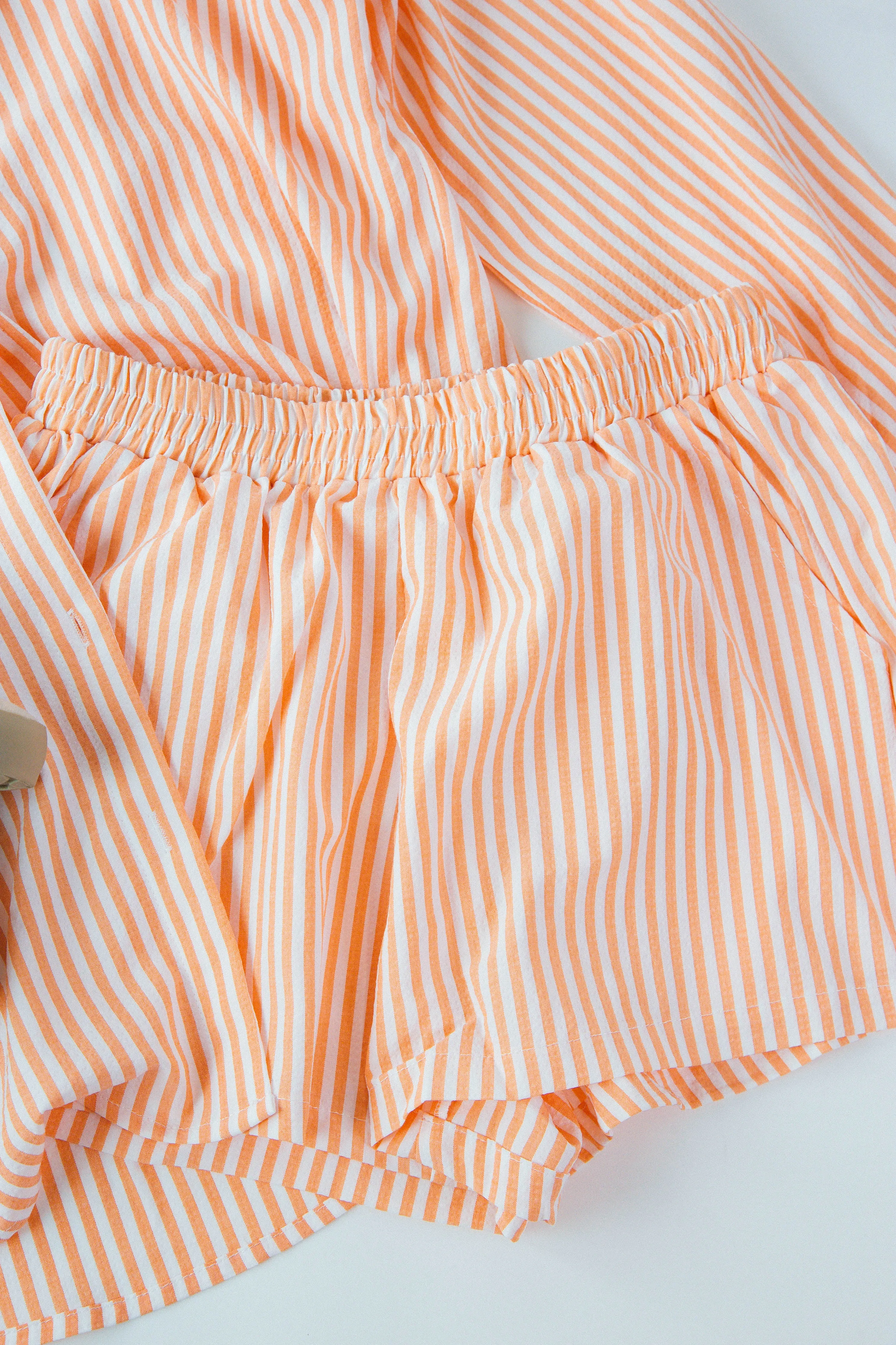 Isla Striped Shorts, Orange/White