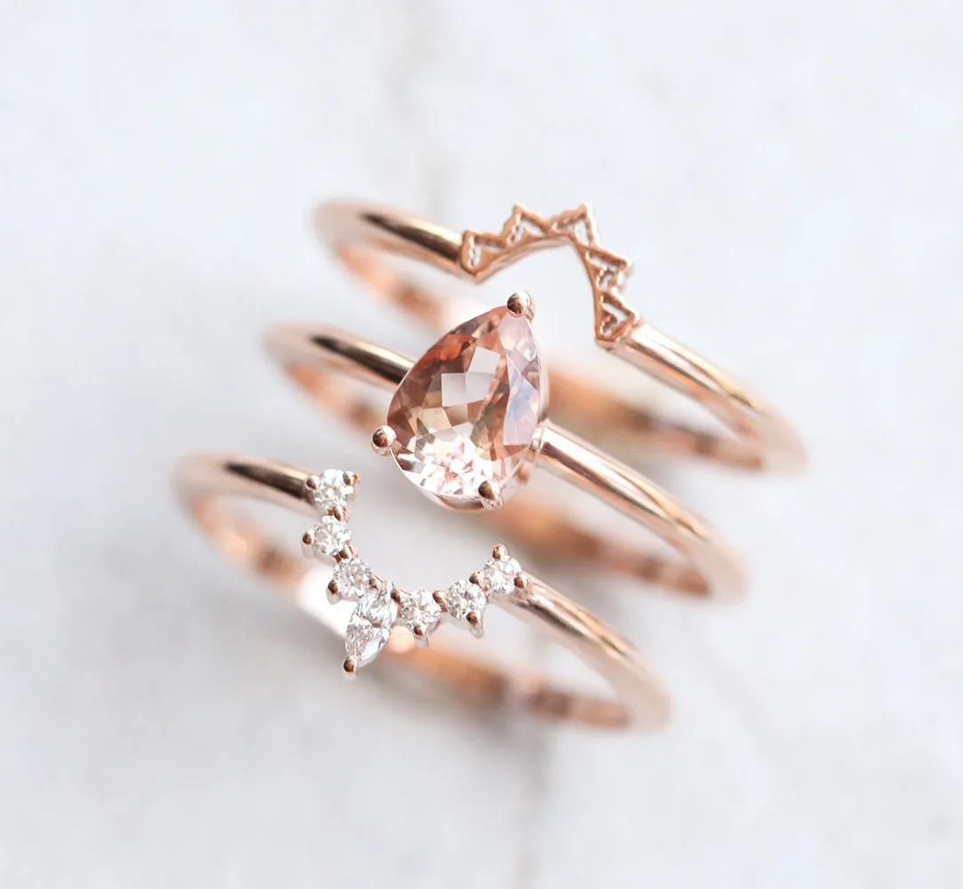 Jodie Pear Morganite Diamond Ring Set