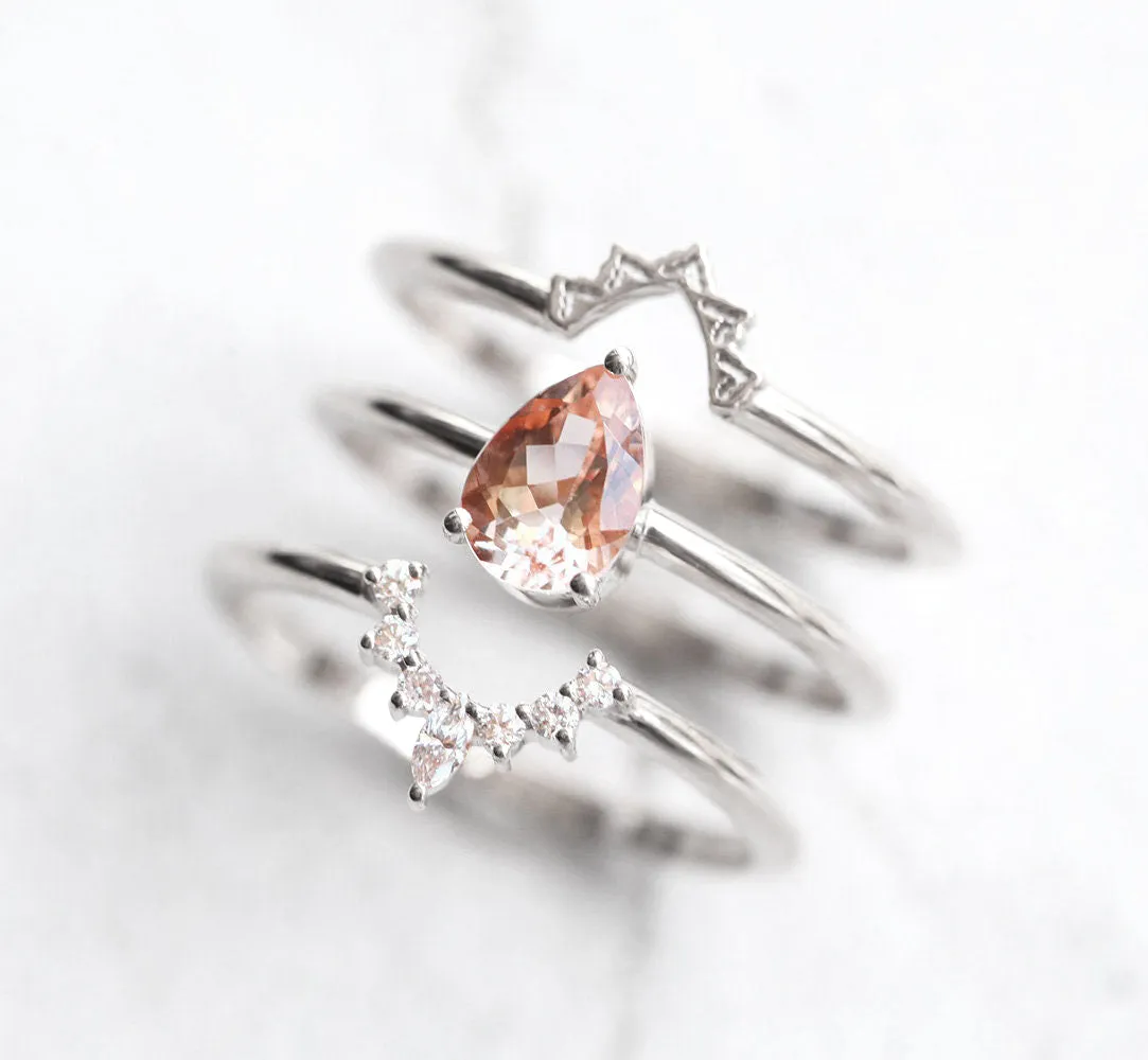 Jodie Pear Morganite Diamond Ring Set