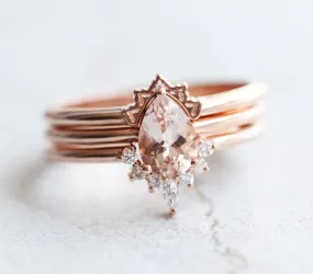 Jodie Pear Morganite Diamond Ring Set