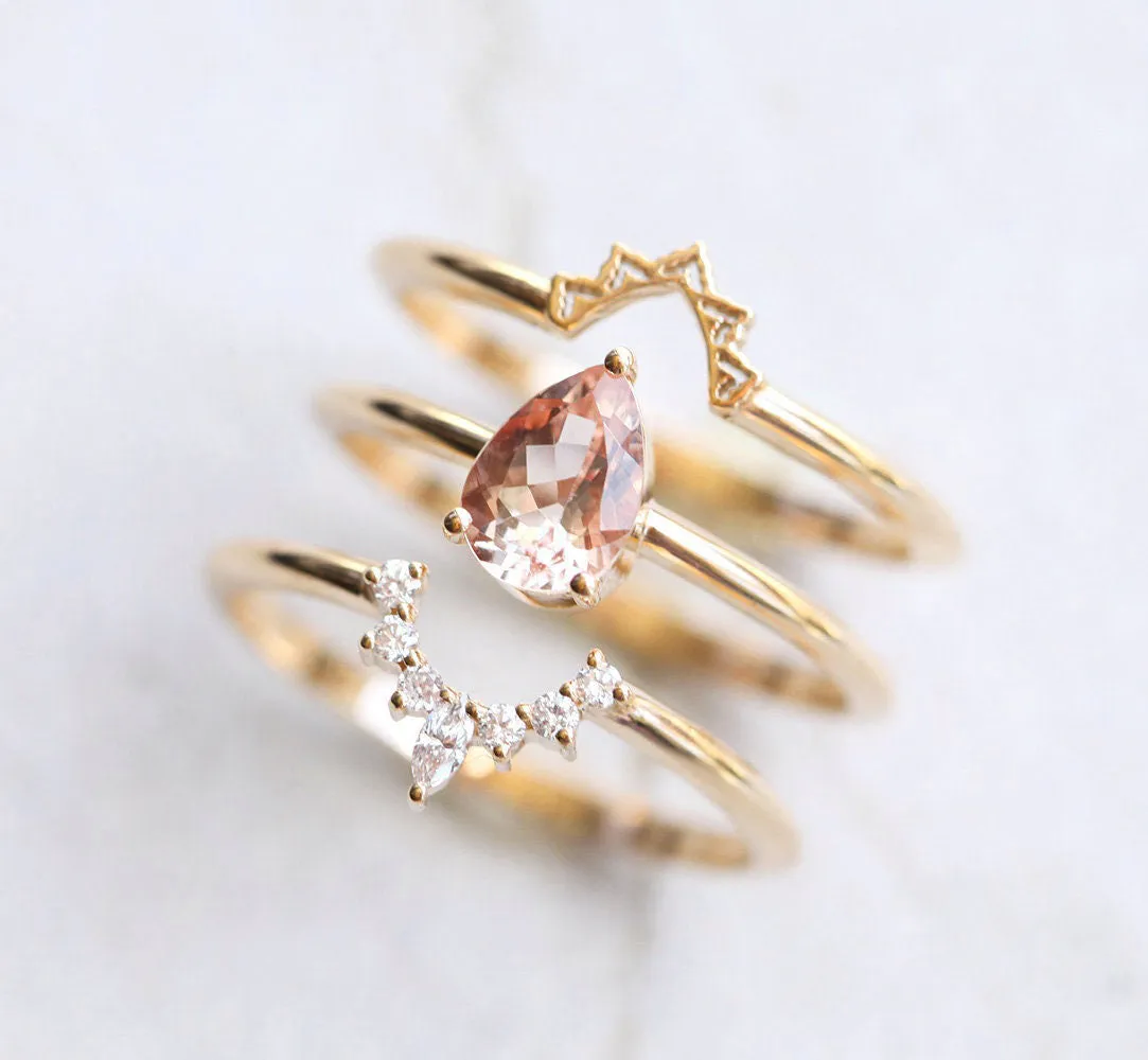 Jodie Pear Morganite Diamond Ring Set