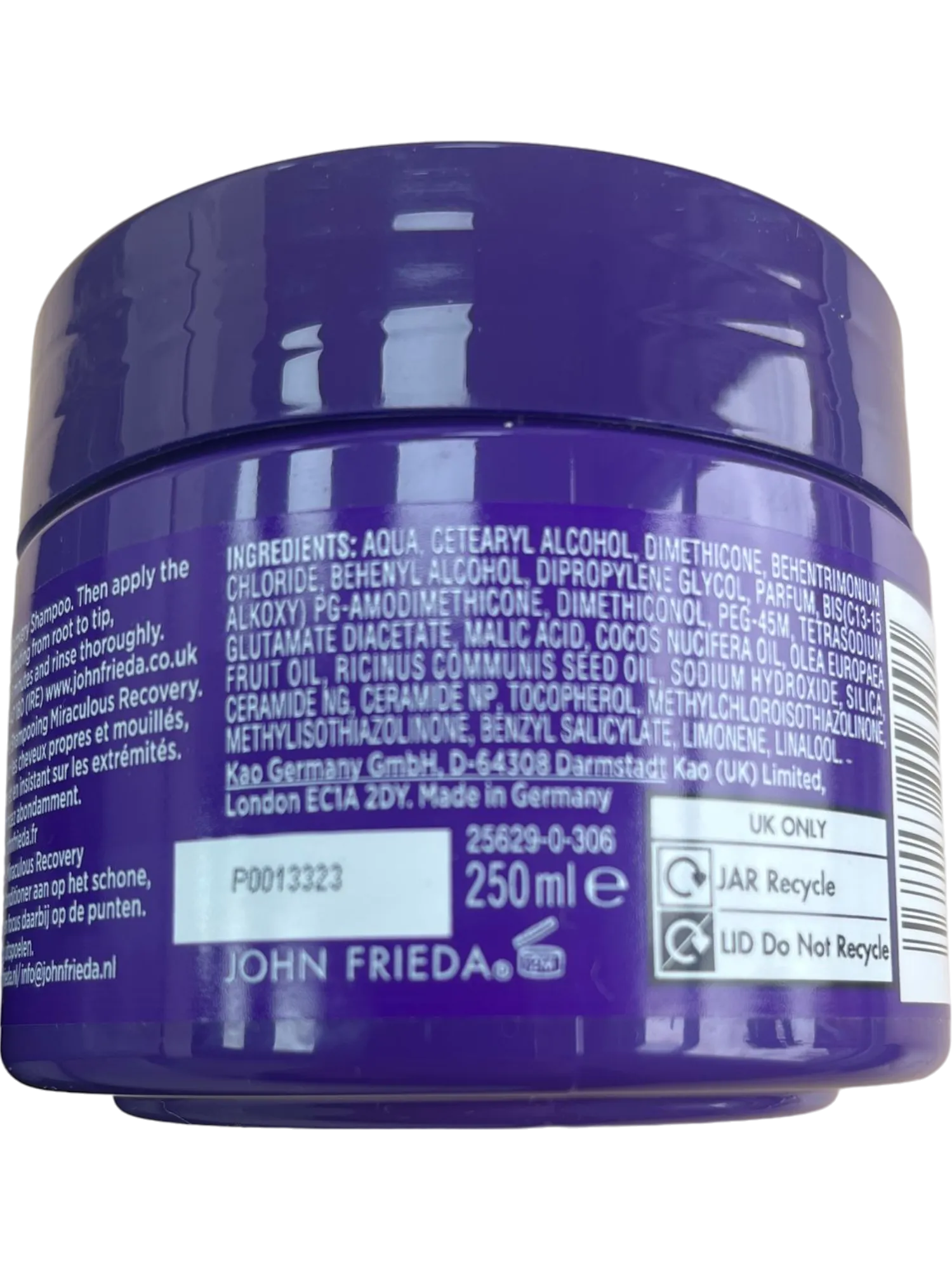 John Frieda Purple Frizz Ease Miraculous Recovery Deep Conditioner 250ML